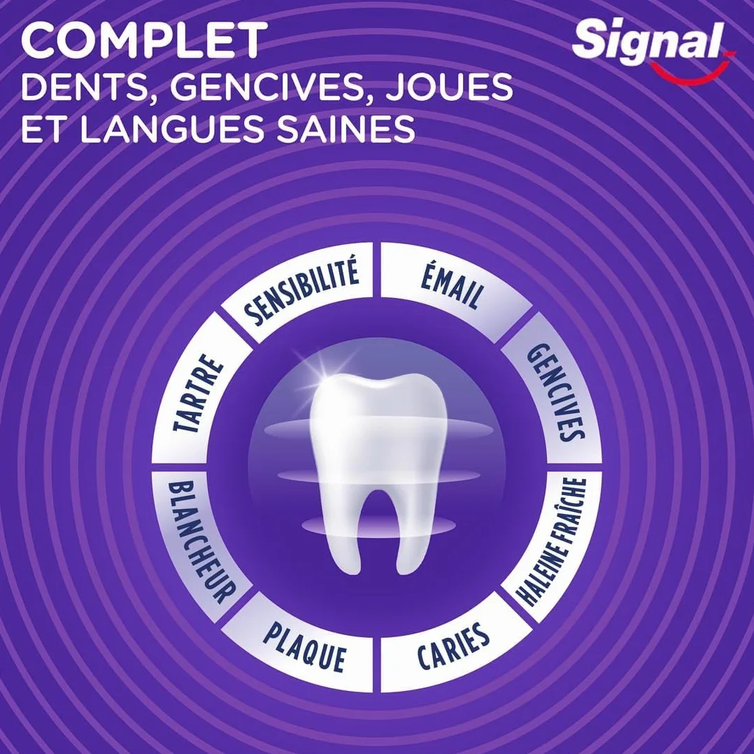 SIGNAL Dentifrice Integral 8 Complet Effet Prébiotique Protection Complète lot de 4x75ml