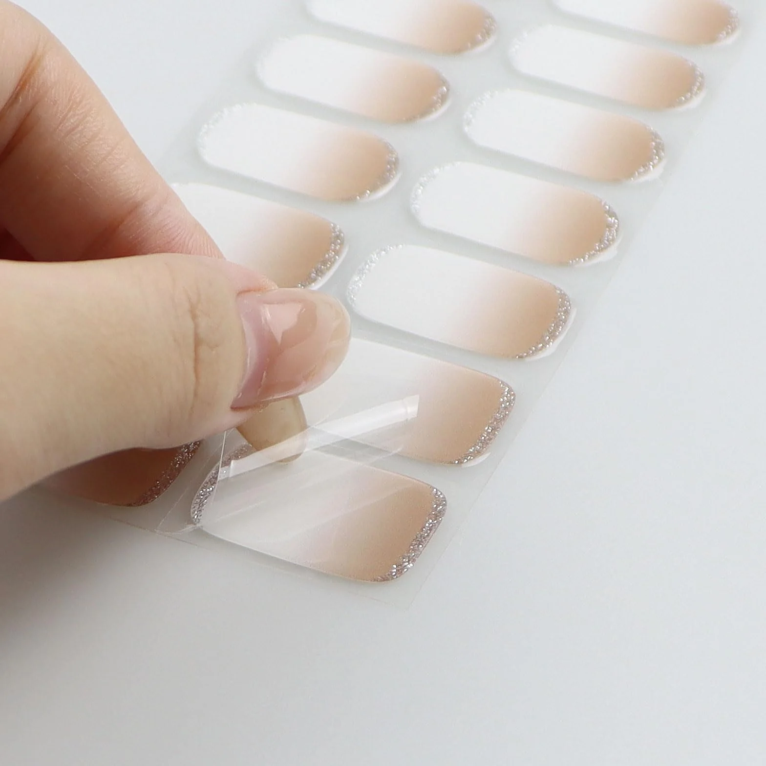 Blanc Pailleté Stickers Ongles Gel Nail Stickers Autocollant Ongle Gel Uv Deco Ongle Nail Art Manucure