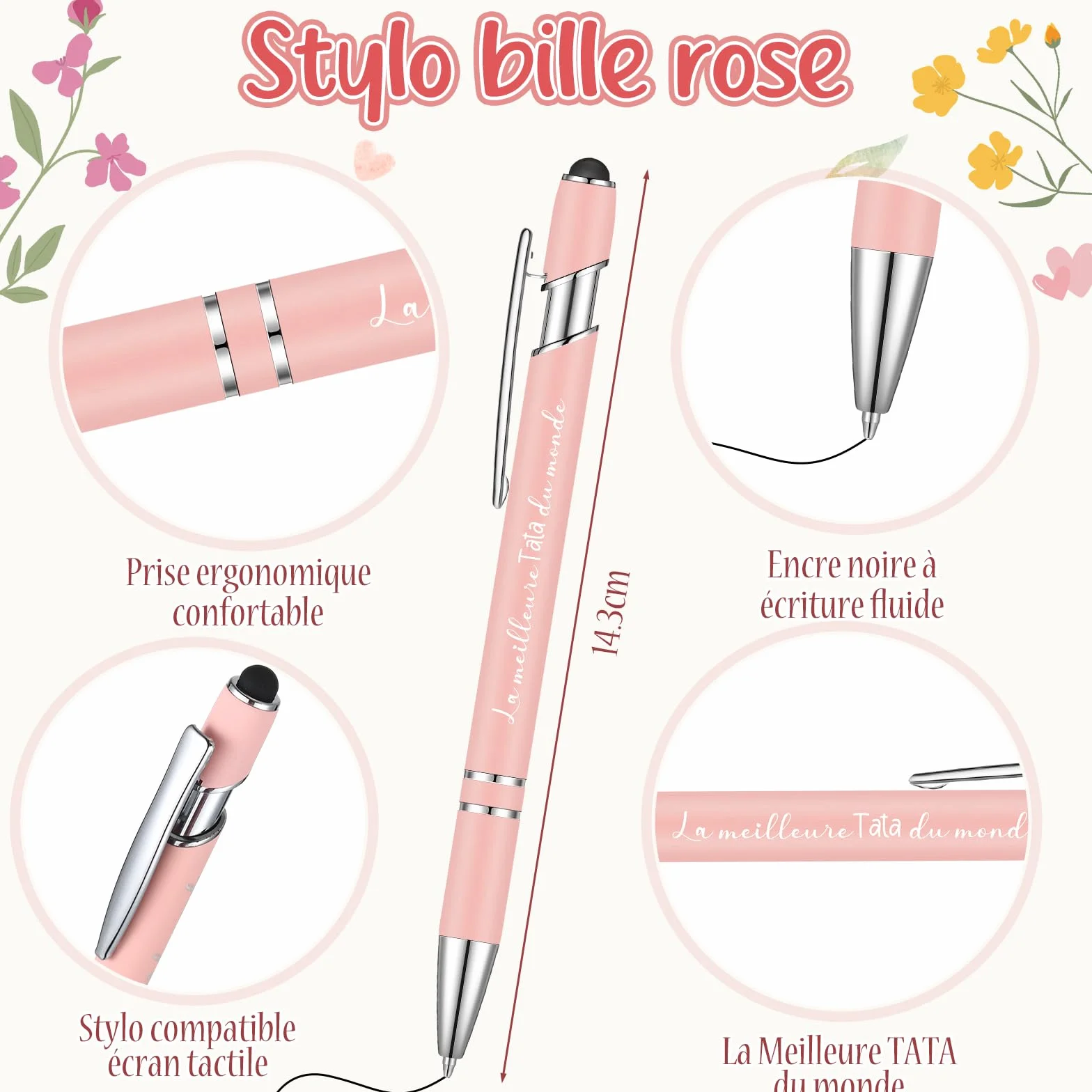 Hestya Trousse à Maquillage Porte Clés Stylo à Bille Cadeau pour Tata