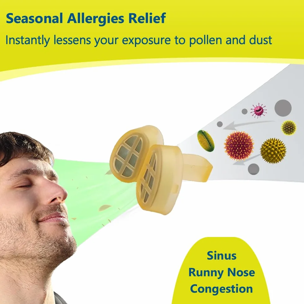 Allerscreen Filtre Nasal – Protection allergies saisonnières acariens, respirant, réutilisable, ajustement idéal quotidien (Coffret S/M/L/XL)