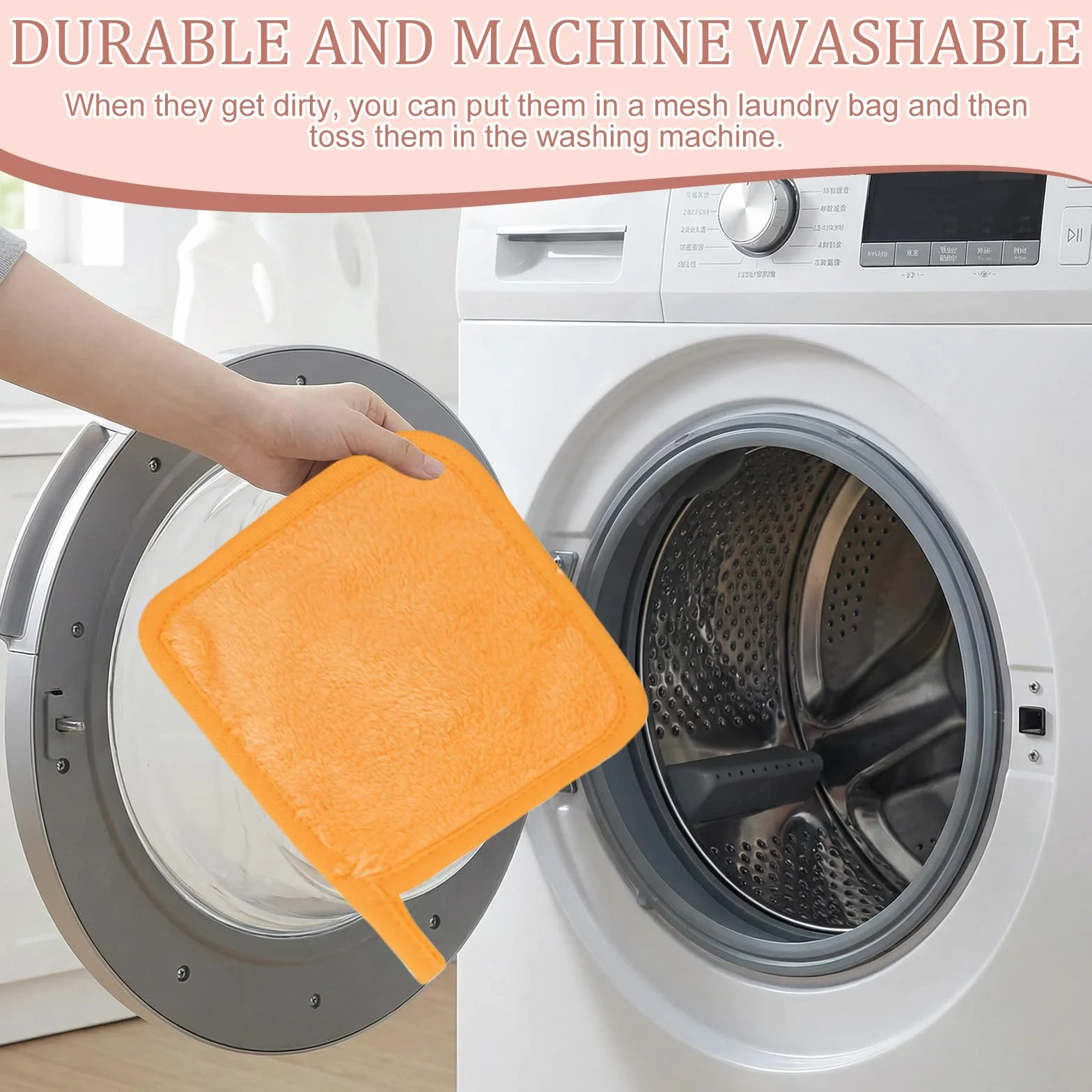 Lingettes Démaquillantes Réutilisables en Microfibre 15x15cm, 15 Pièces Coton Démaquillant Lavable