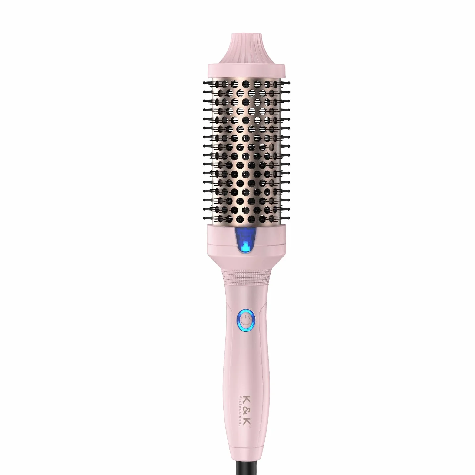 K&K Brosse thermique Keratin Thermal Brush Protect Tonneau chauffant Brosse à cheveux chaude ionique lisse Peigne volume Lisseur Bigoudis Outil de coiffage, Double tension (45 mm)