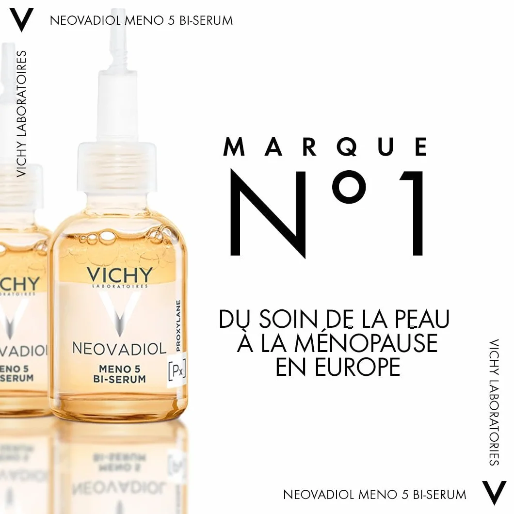 Vichy - NEOVADIOL - Bi-Sérum Méno 5 - Sérum Anti-âge - Enrichi en Proxylane et Niacinamide - Soin Visage Qui Nourrit et Redensifie la Barrière Cutanée - Pour Peaux Matures