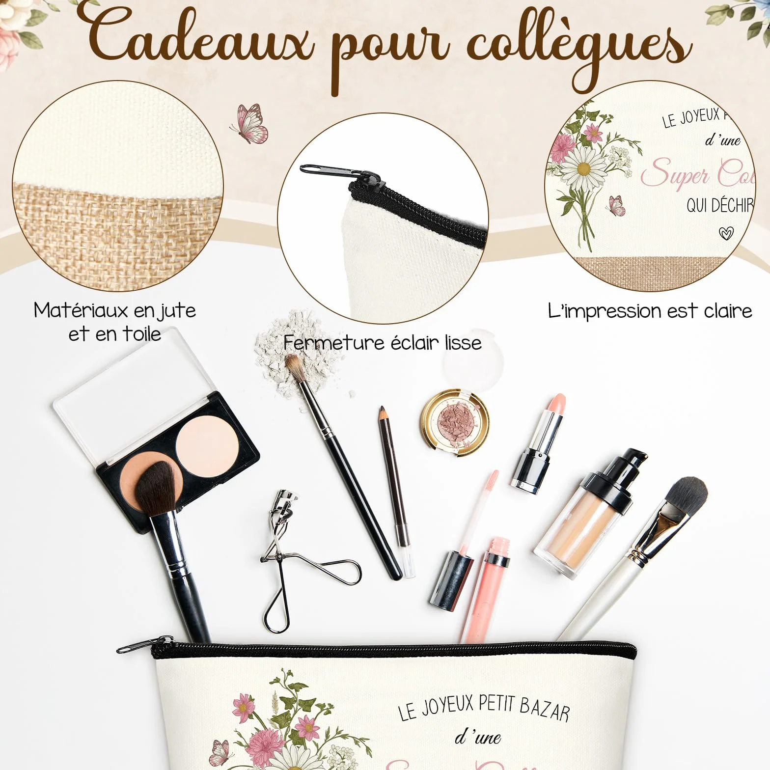 Blulu Trousse à Maquillage Porte-Clés Cadeau pour Collègue de Travail Femme Adieu Départ Retraite Anniversaire