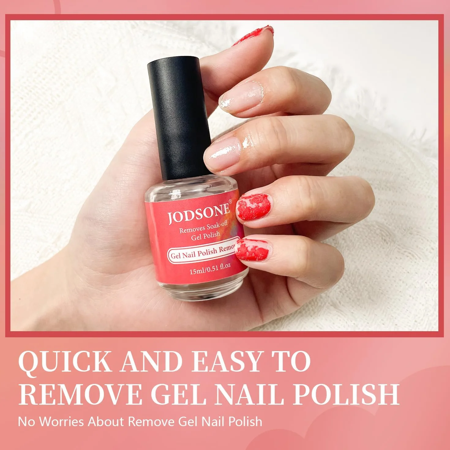 JODSONE 15ml Dissolvant Vernis Semi Permanent, Enlève le Vernis Gel en 3 à 5 Minutes