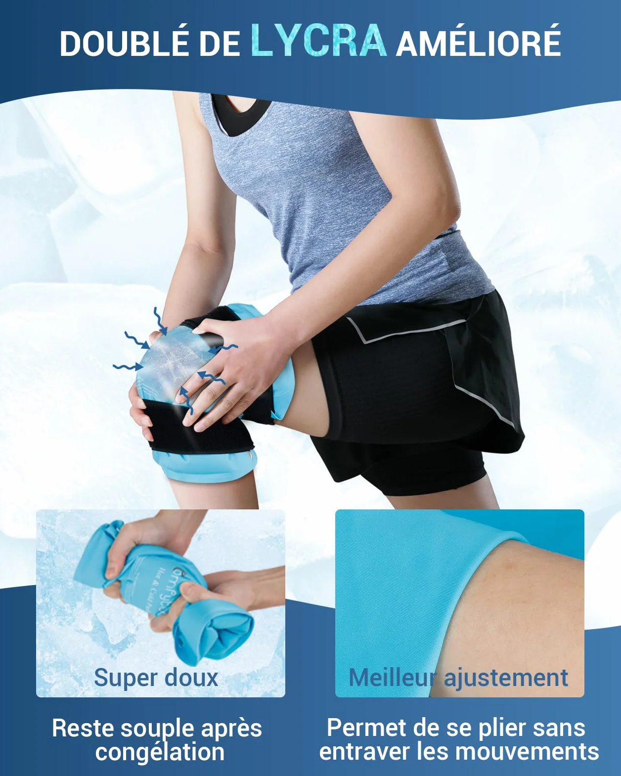 Comfytemp Poche de Glace pour Genou Réutilisable, Thérapie Chaud et Froid pour Chirurgie Remplacement Genou, Soulager Douleur
