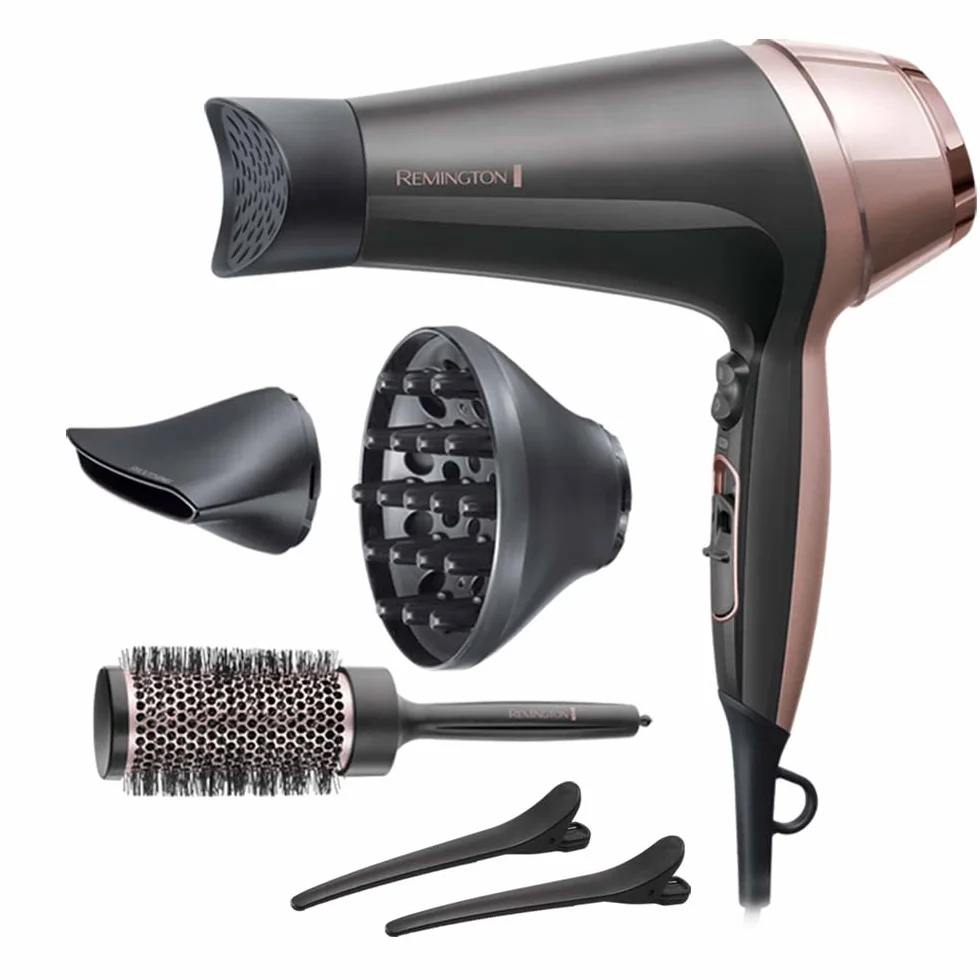 Remington Sèche-cheveux Ionique [Multifonction: boucle, ondule, lisse] Curl&Straight (2200W, 3 températures/ 2 vitesses, concentrateur incurvé unique, brosse à coiffer 45mm, accessoires) D5707