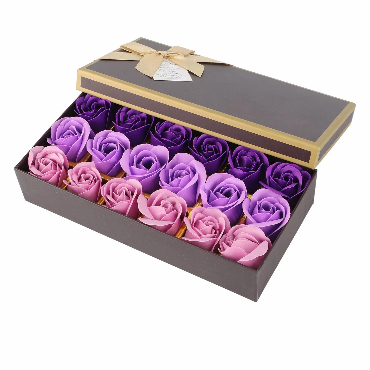 Coffret Cadeau Romantique Savon Rose Dégradé Violet Fait à la Main 18 Fleurs de Jouet