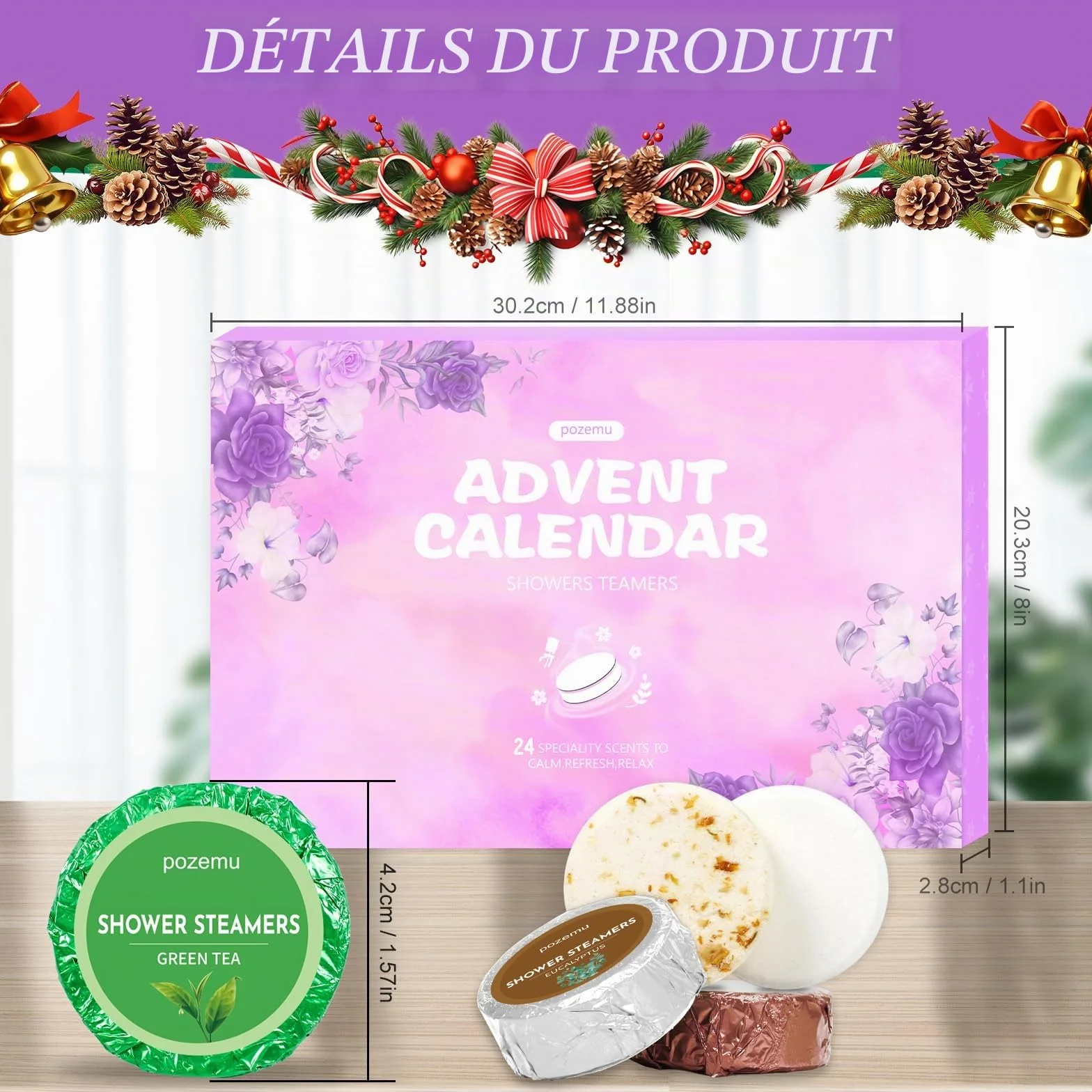 Calendrier de l'Avent 2025 Bombe de Douche Boules de Bain pour Enfant Femme Homme