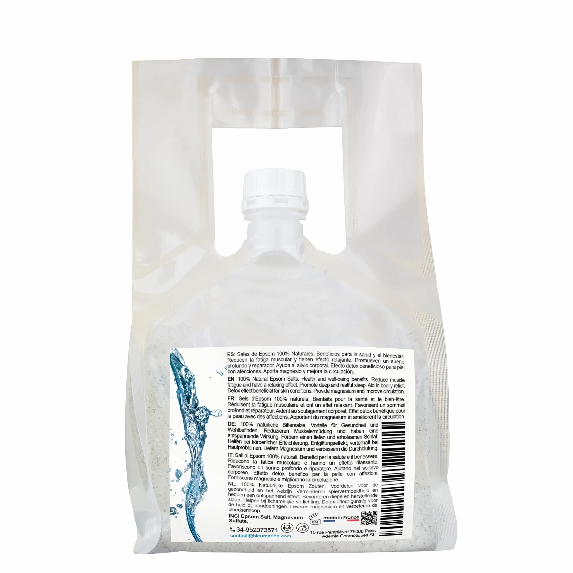 Bleu & Marine Bretania - Sels d'Epsom Magnésium Naturel 6kg | Bain de Pieds, Gommage Corporel, Masque Cheveux | Adoucit, Exfolie la Peau, Revitalise, 6kg