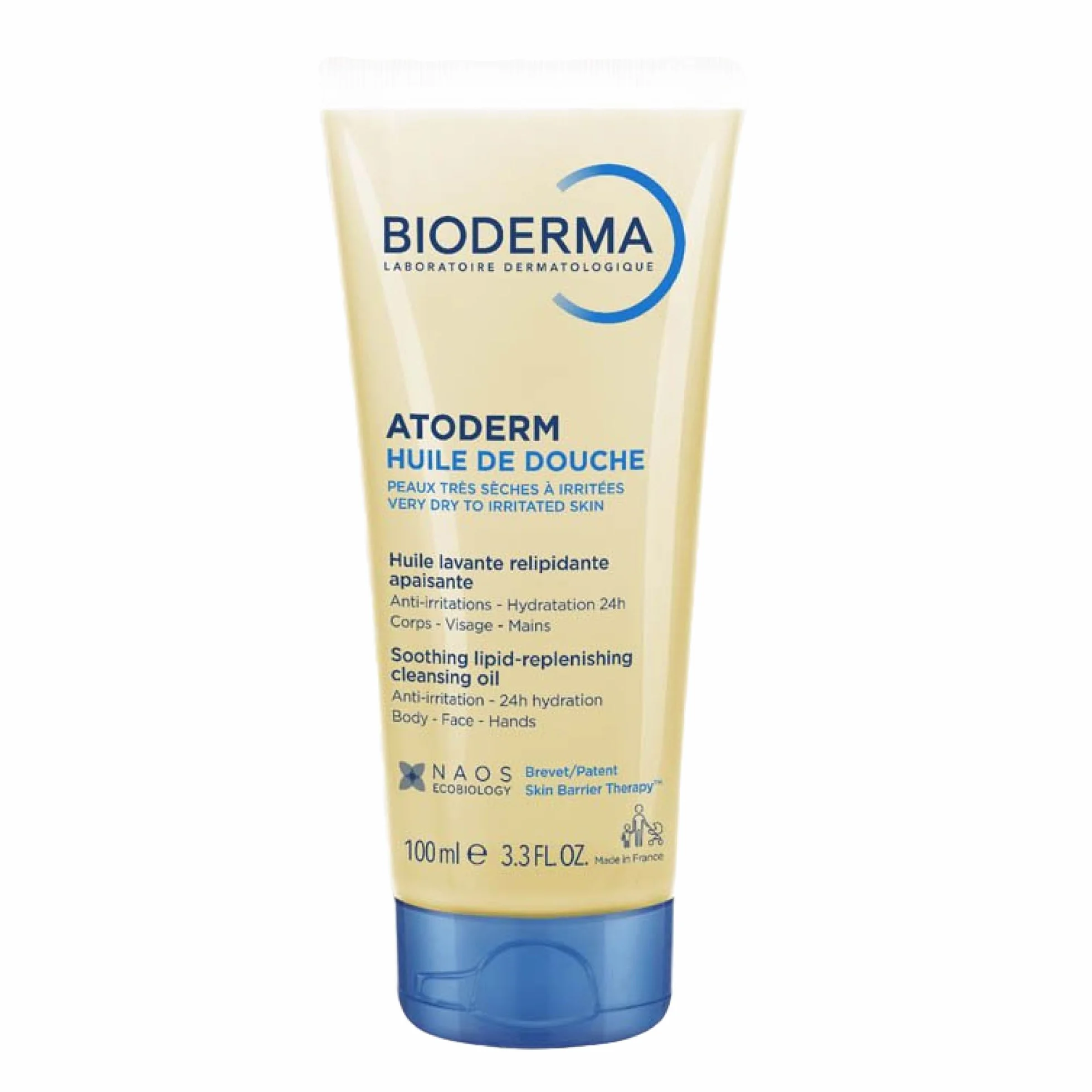 Atoderm Huile de Douche - Nettoyant Relipidant et Hydratant - Peaux Très Sèches à Atopiques - 24h d’Hydratation et Confort - Visage, Corps et Mains - Pour Toute la Famille - Lot de 3x100mL