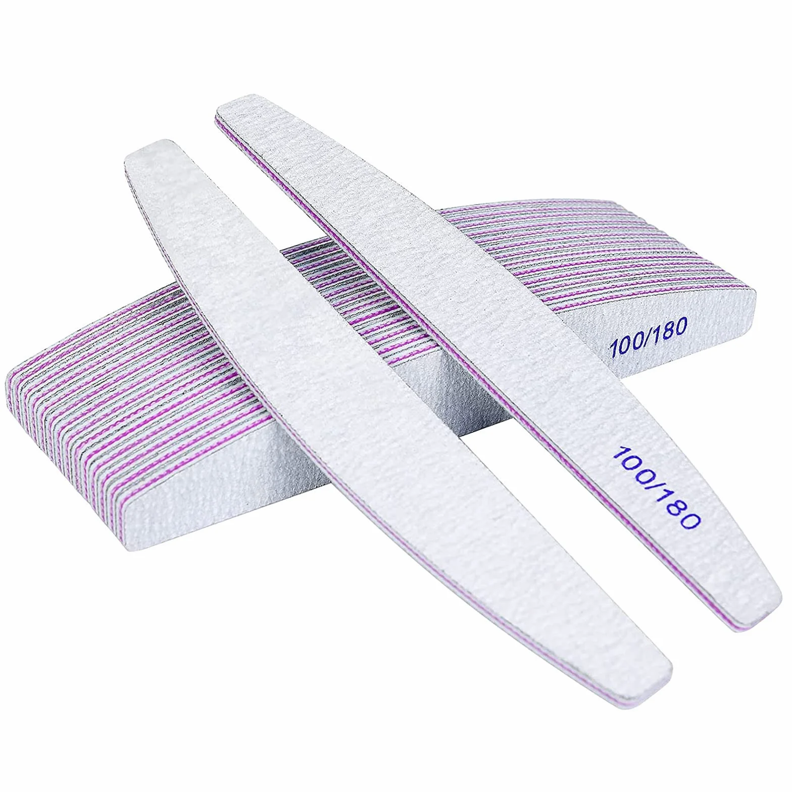 Lime à Ongles Professionnelle 16pces, 100/180 Grain Lavable Double Face - Blanc