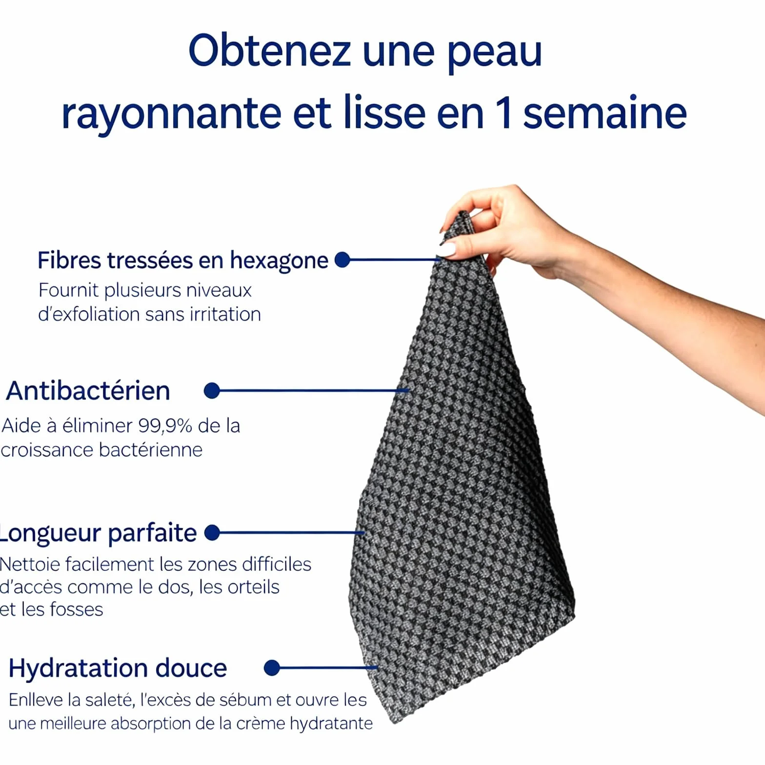 Ecovia Serviette Exfoliante Douche 2 en 1, 2026 Nouveau Épurateur Corporel Doux écologique (noir)