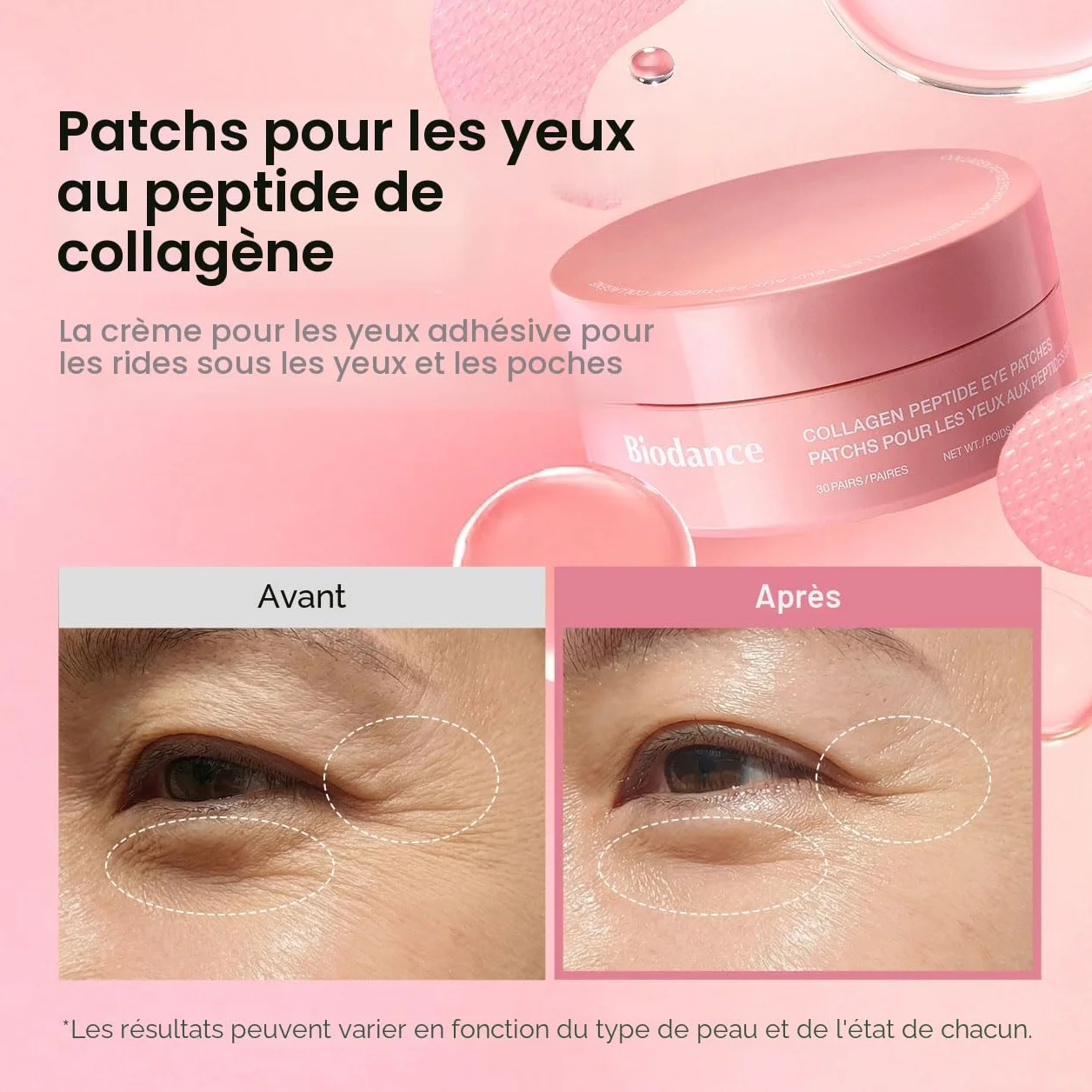BIODANCE Collagen Peptide Eye Patches Anti Wrinkle Smile Line Under Eye Mask Fine Lines Eye Bags Korean Skin Care 60 Count