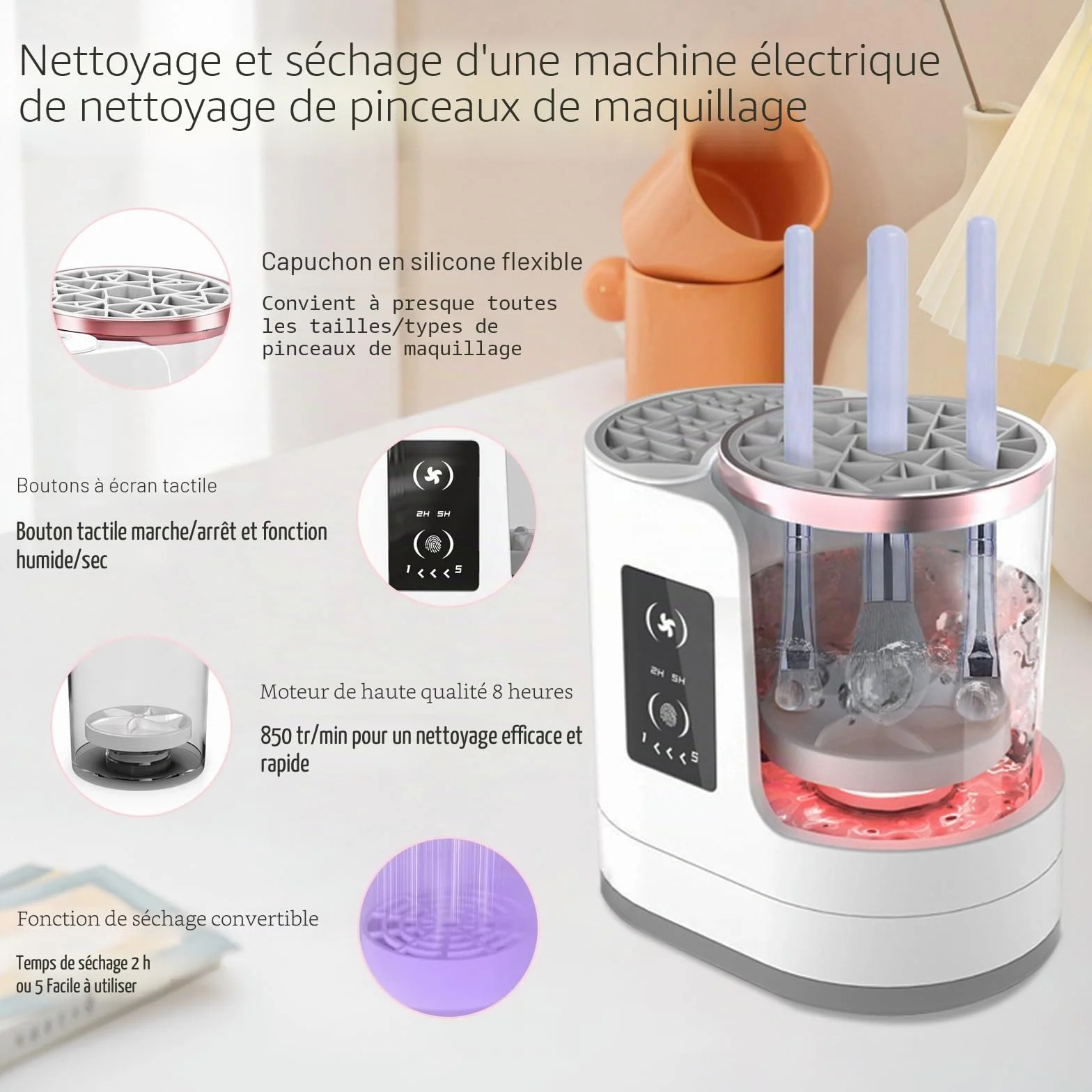 Machine électrique de nettoyage et de séchage portable, automatique, USB, outil multifonctionnel pour pinceaux de maquillage
