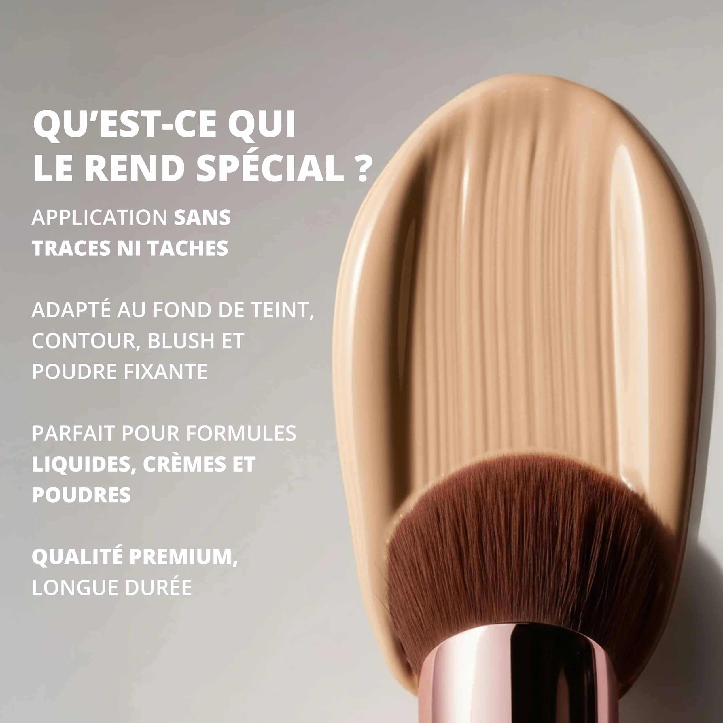 Pinceau Fond de Teint Kabuki Professionnel Maquillage Visage Synthétique Poils Denses