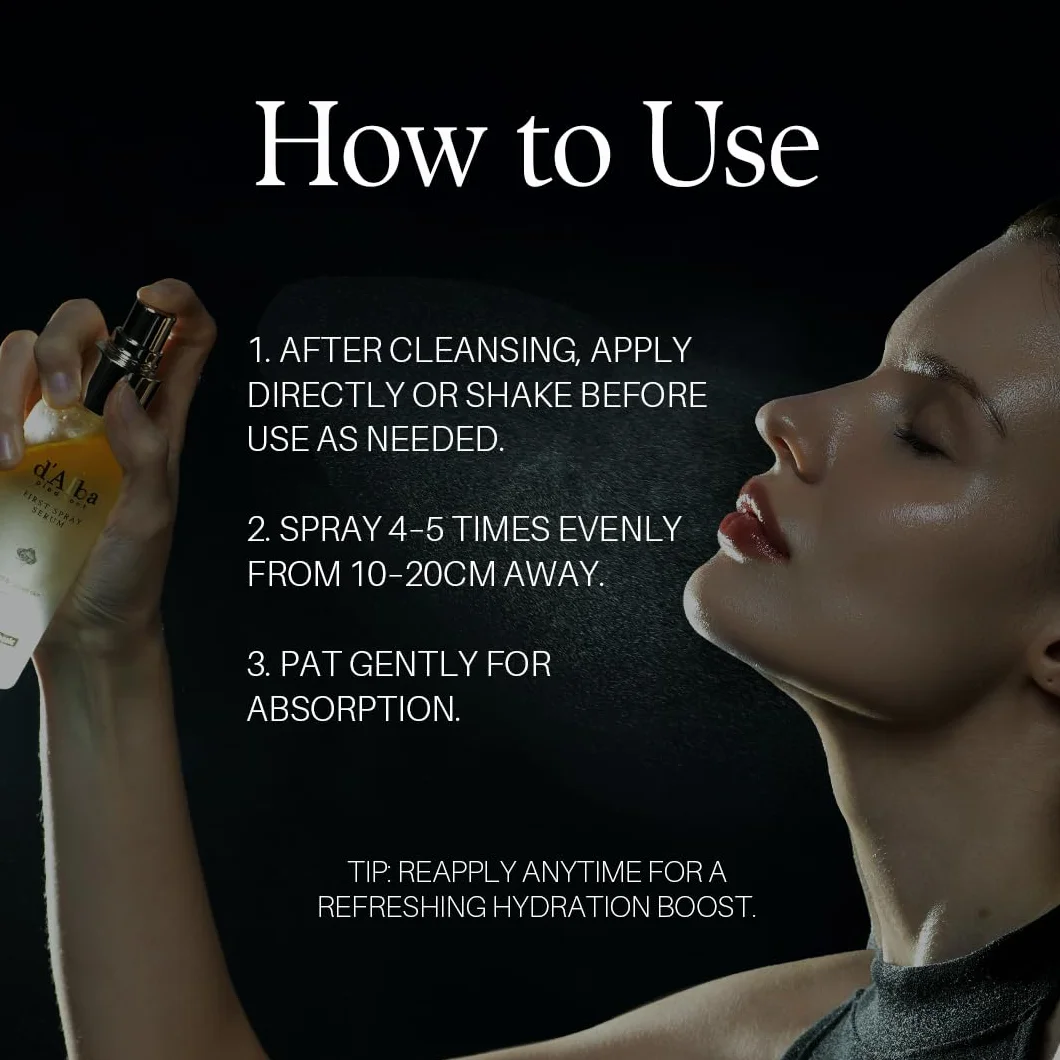 d'Alba First Spray Serum Sérum en Spray à la Truffe Blanche Italienne, Brume Hydratante pour Peau Radieuse (100ml)
