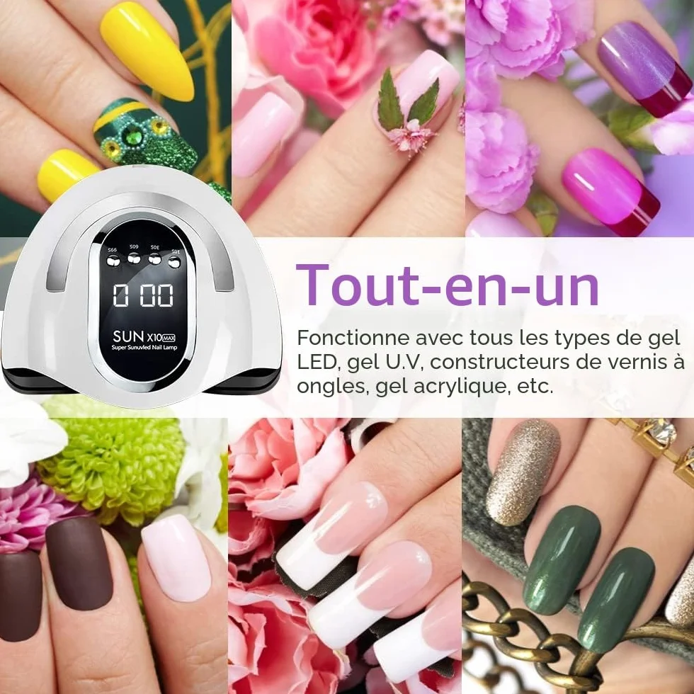 BEENLE Lampe UV LED pour Ongles, 280W Séchoir à Ongles à Séchage Rapide avec 66 LED Capteur Auto, Séchoir à Ongles Portable avec Poignée | 4 Réglages de Minuterie | Espace Plus Grand | Un Accessoire