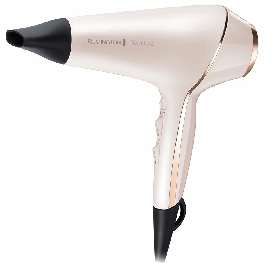 Remington Sèche-cheveux Ionique [Technologie OptiHeat] PROluxe (2400W, moteur AC longue durée, tenue 24 H & résultat salon, 3 températures/ 2 vitesses, 3 concentrateurs + 1 diffuseur volume) AC9140