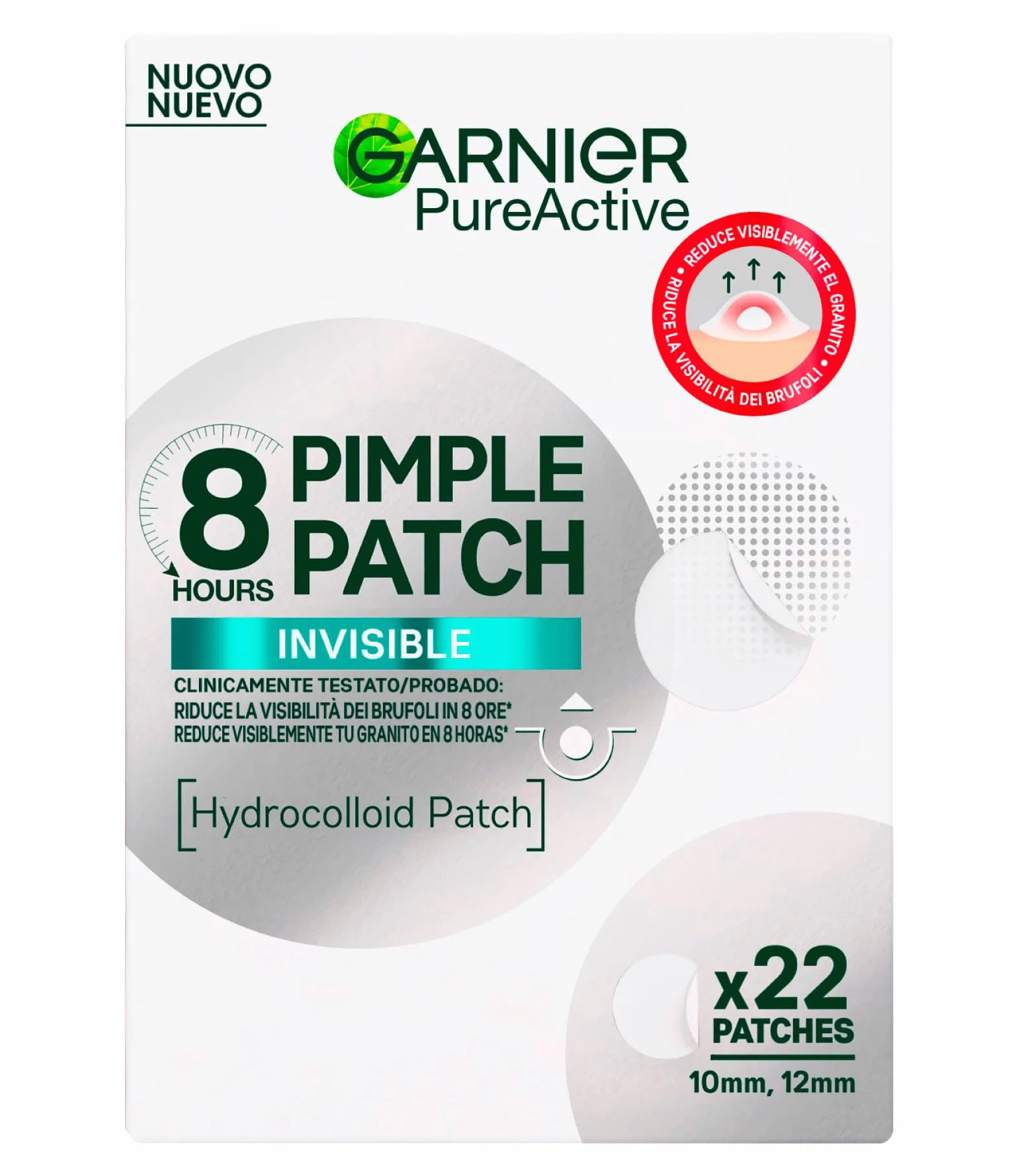 GARNIER Pure Active Patch Bouton Pack - Invisible Ultra-Fin Hydrocolloïde - Réduit Boutons en 8H - Vegan