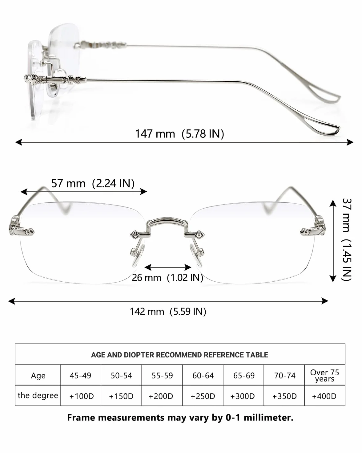 TERAISE lunettes de lecture en métal sans cadre blocage lumière bleue ordinateur confortable