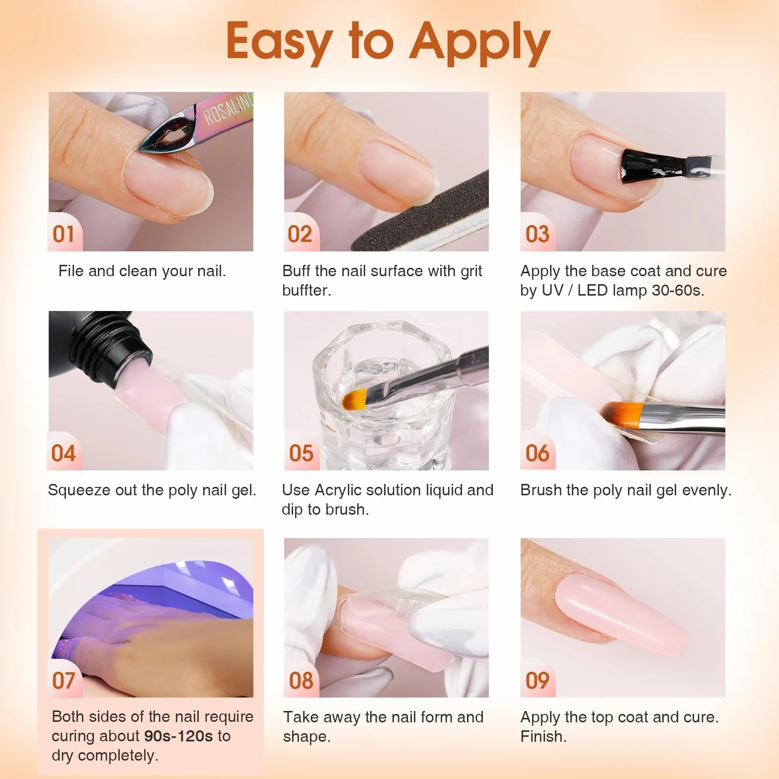 ROSALIND 48W Lampe UV Gel Ongle Kit Complet 14 Couleurs avec Lime Électrique Base et Top Coat
