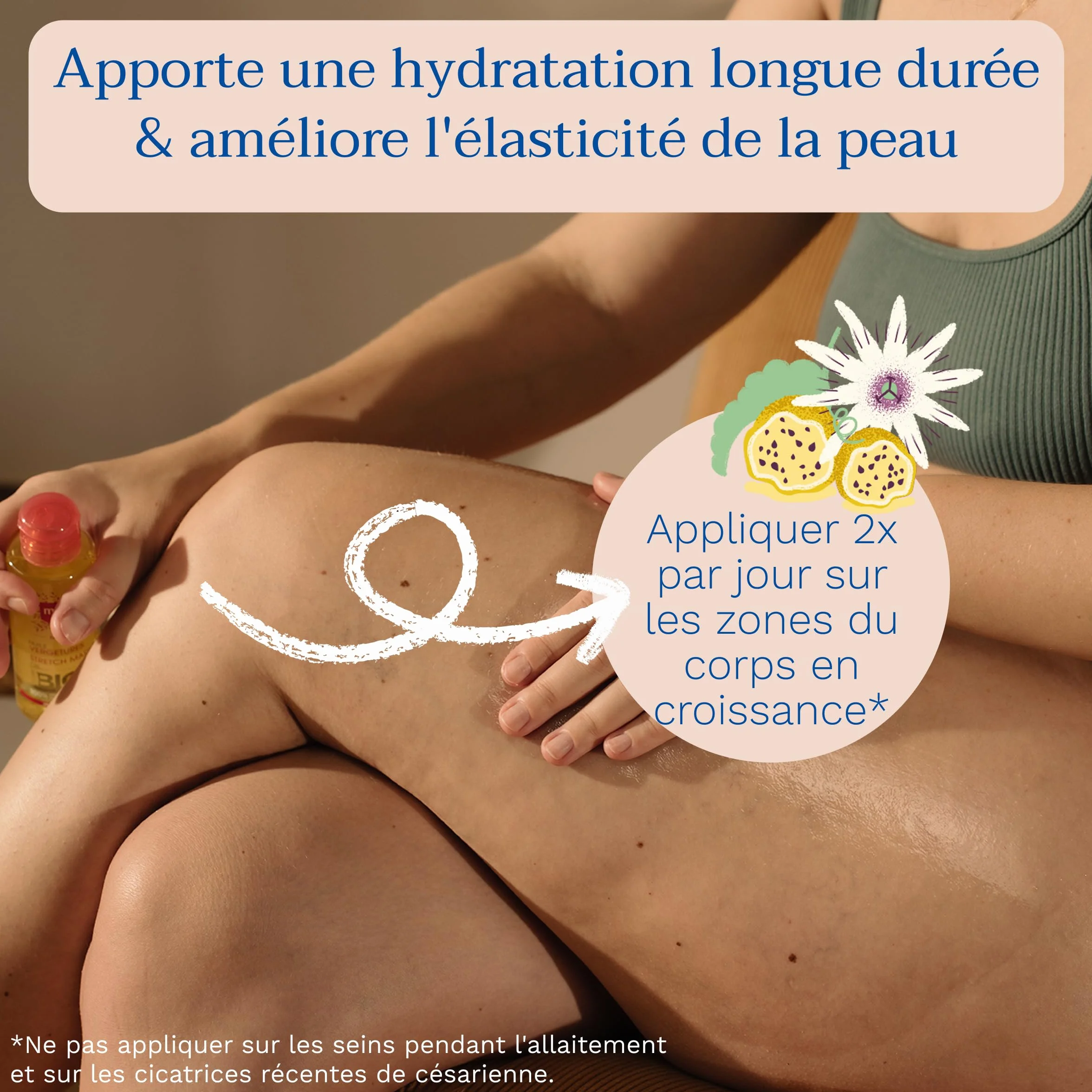 Mustela Huile Vergetures Grossesse Bio Soin Corps 100% Ingrédients Naturels Maracuja Maternité