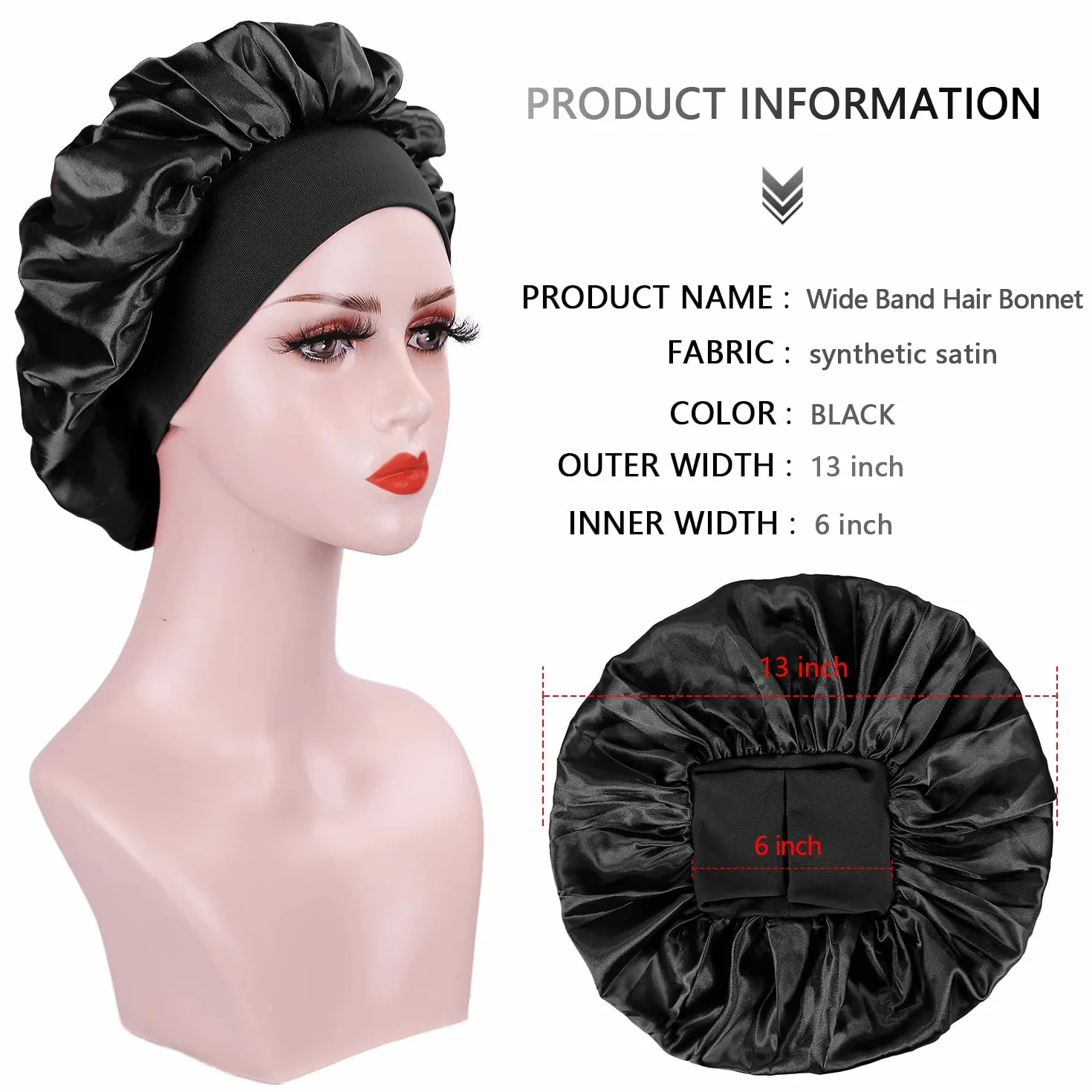 Bonnet en Soie pour Femme, 2 Pieces Satin Cheveux Nuit