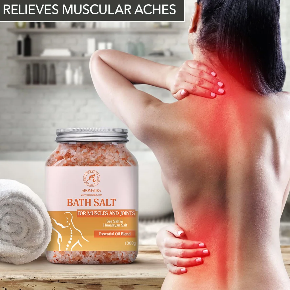 Sel de Mer Articulations & Muscles 1300g - Huiles Essentielles Lavande Sauge Romarin - Sels Naturels - Soulage Muscles Fatigués