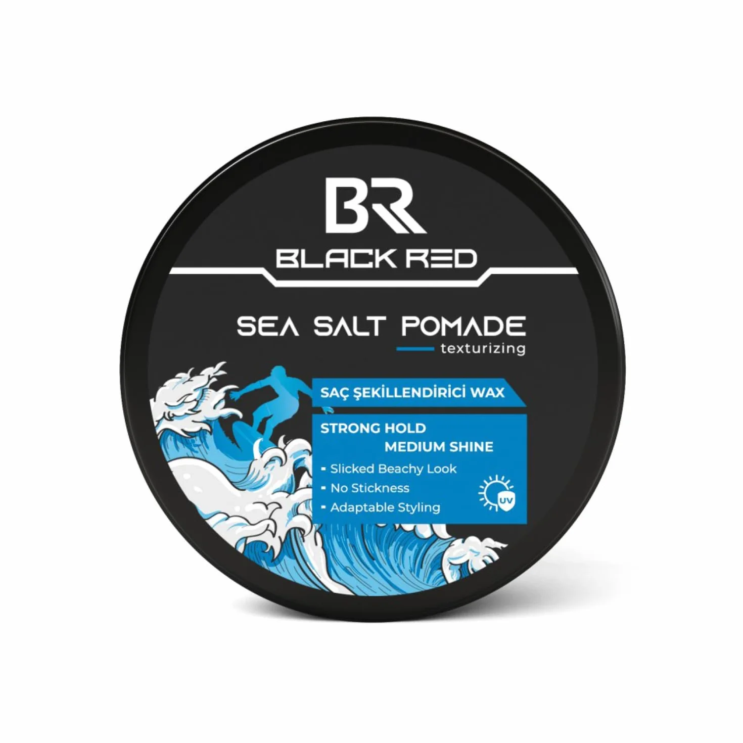 Black Red Pommade au sel de mer pour homme 120 ml | Forte tenue avec brillance moyenne | À base d'eau, non grasse et facile à laver | Pommade texturisante naturelle