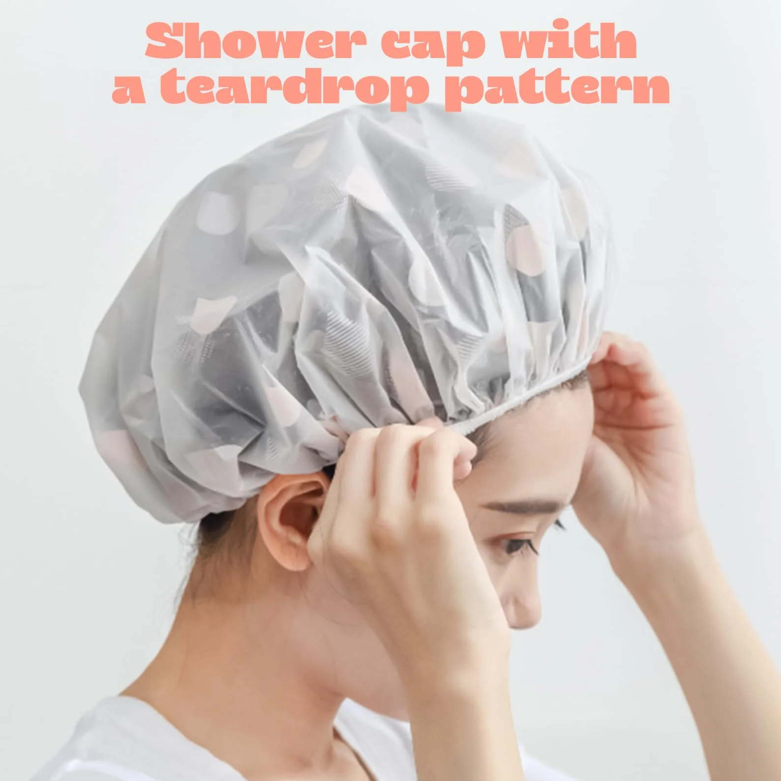 Bonnet de Douche Femme Impermeable Réutilisables 28 cm Shower Cap Plastique Écologique Rose