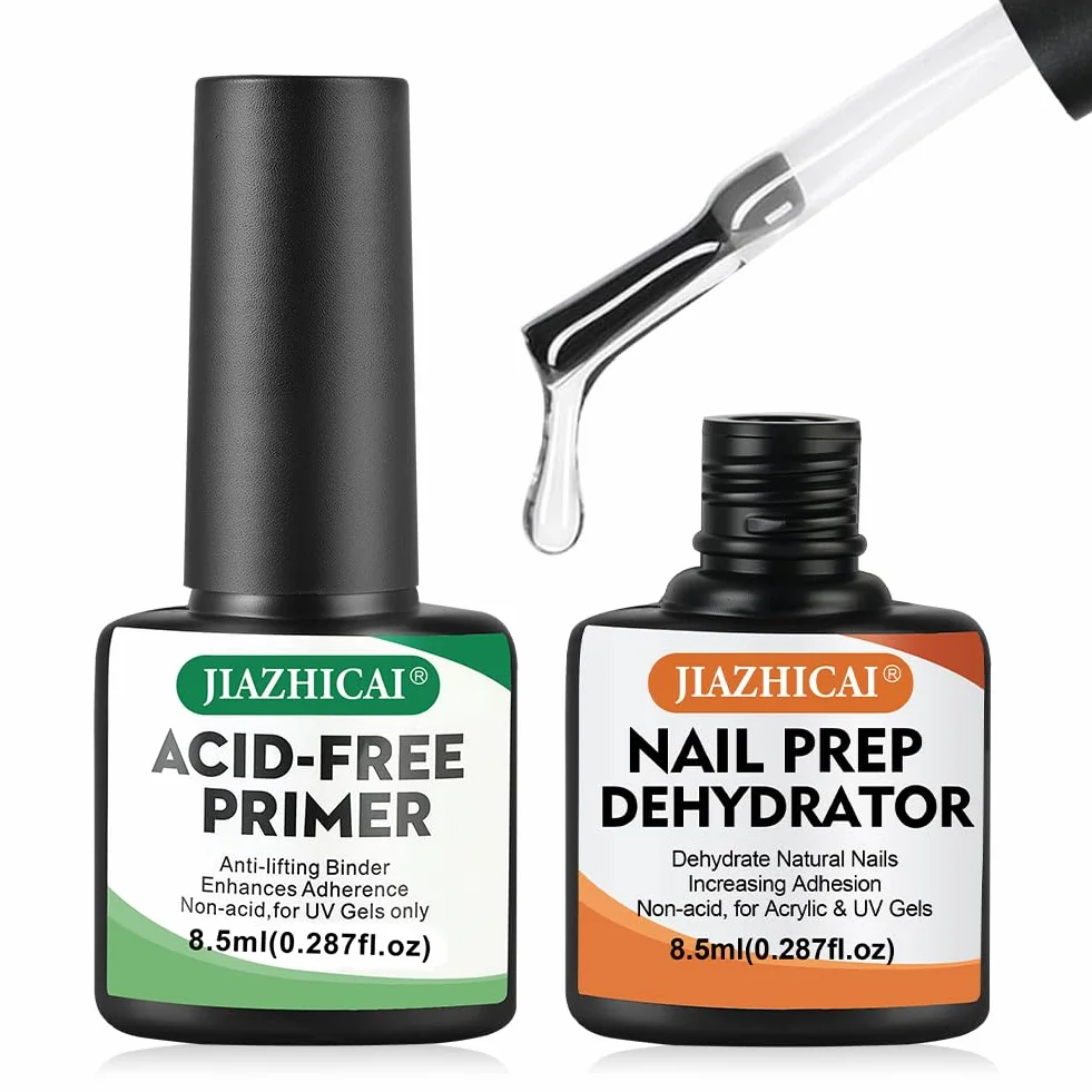 Apprêt Déshydraté Sans Acide Nail Prep Primer Ongle Gel UV 8.5ml Kit 2PCS