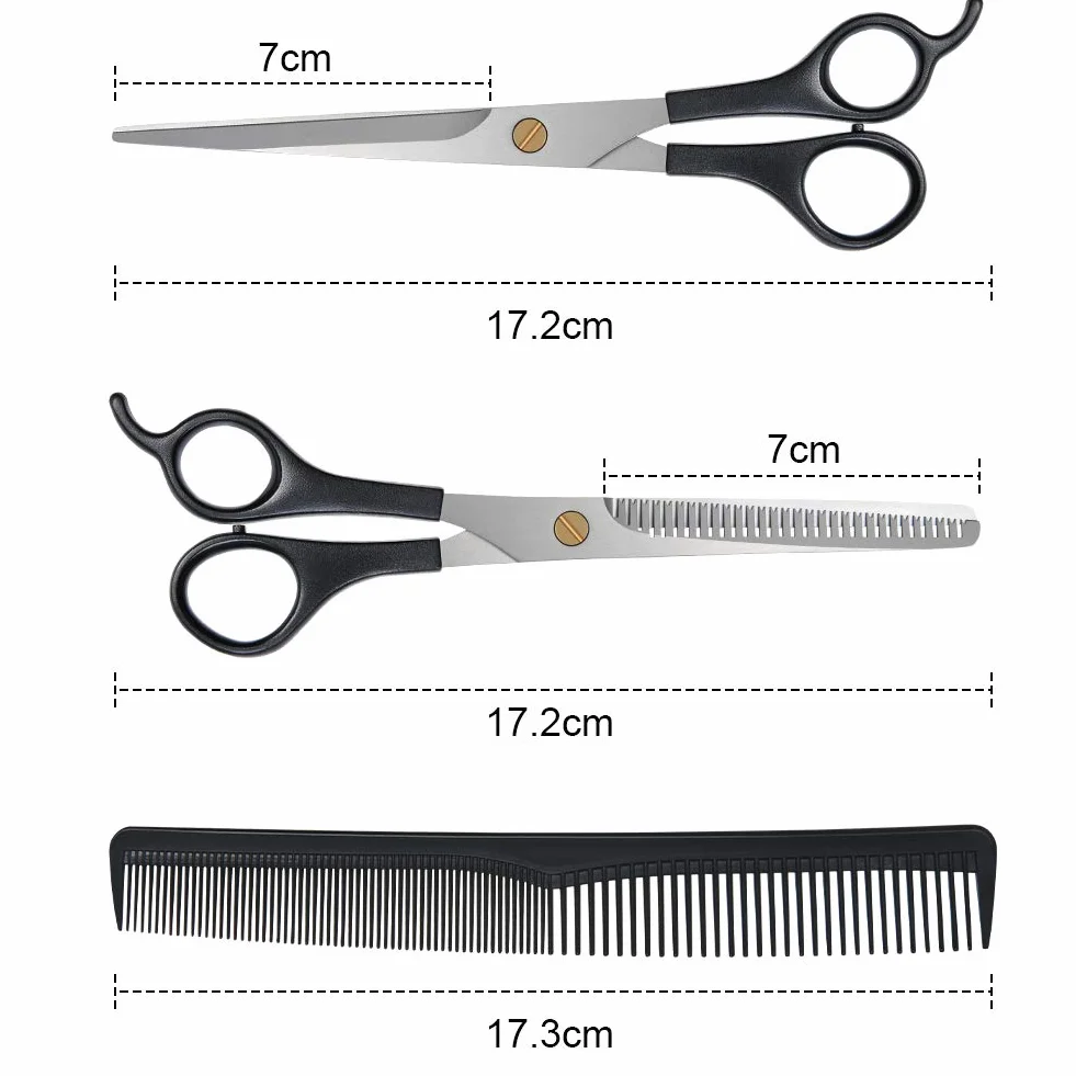 Ciseaux de Coiffure Professionnels en Acier Inoxydable, Ciseaux Amincissants Désépaissir avec Peigne (17.2cm)