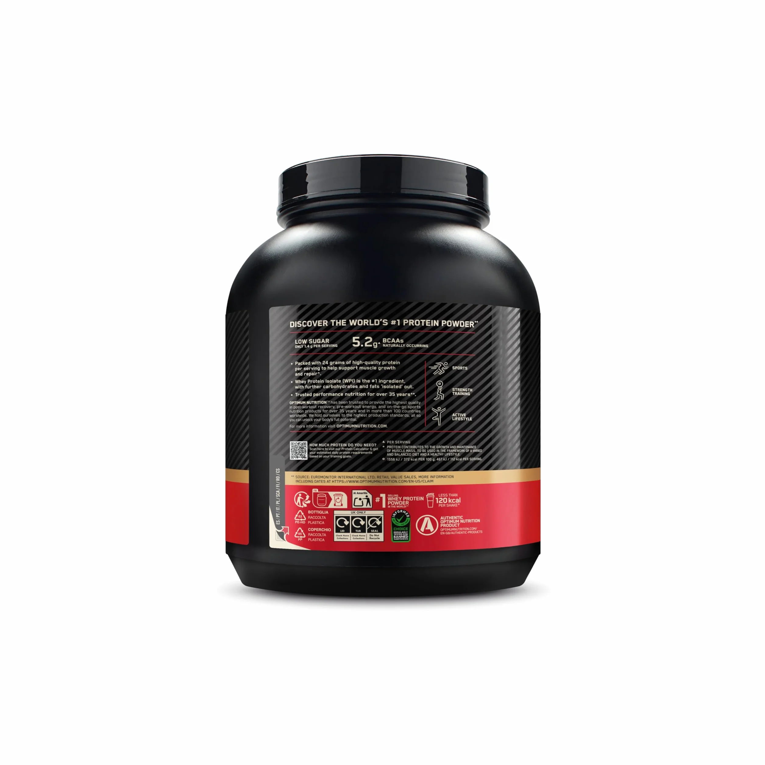 Optimum Nutrition Gold Standard 100% Whey Protéine Crème à la Vanille Française 2.28kg 76 Doses