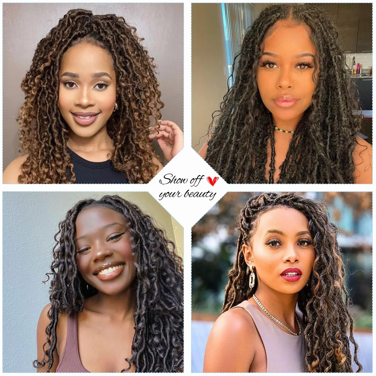 8 Packs Fausse Locks Crochet Braids 14 Inch River Faux Locks Crochet Hair Meches 12Supports/Paquet 1B Goddess Locs Crochet Braids Hair Extensions (1B#)