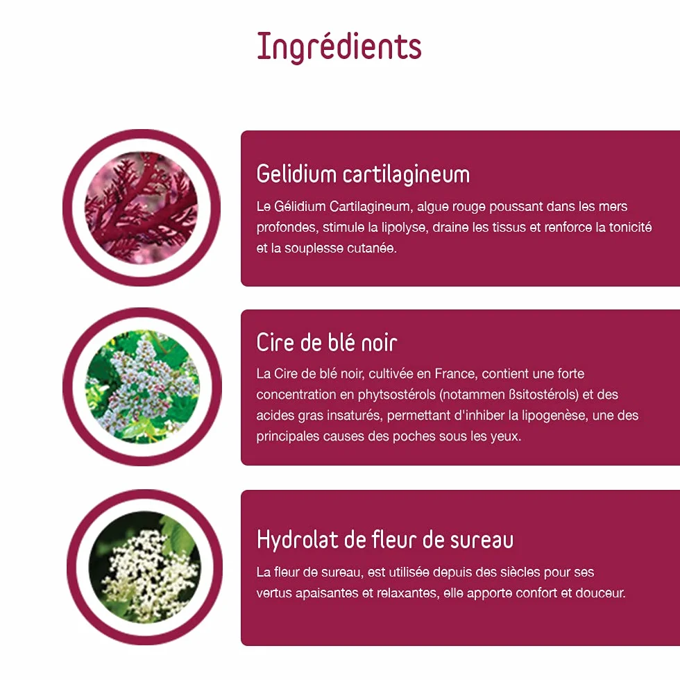 Crème Contour Des Yeux Bio Anti-Rides Anti-Cernes Anti-Poches 3-en-1 15ml