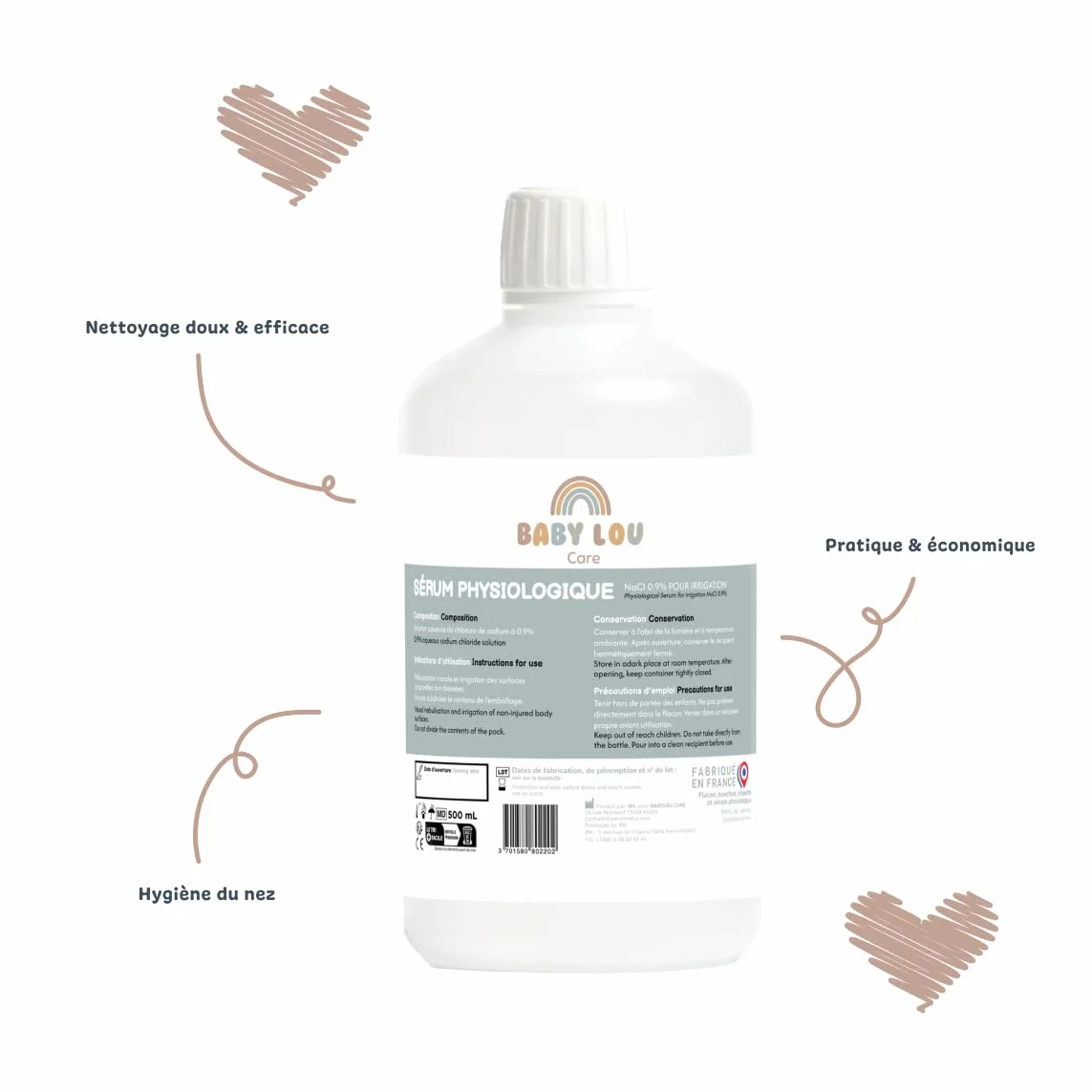 Sérum Physiologique 3x500 ml NaCl 0,9% Lavage des fosses nasales Hygiène du nez