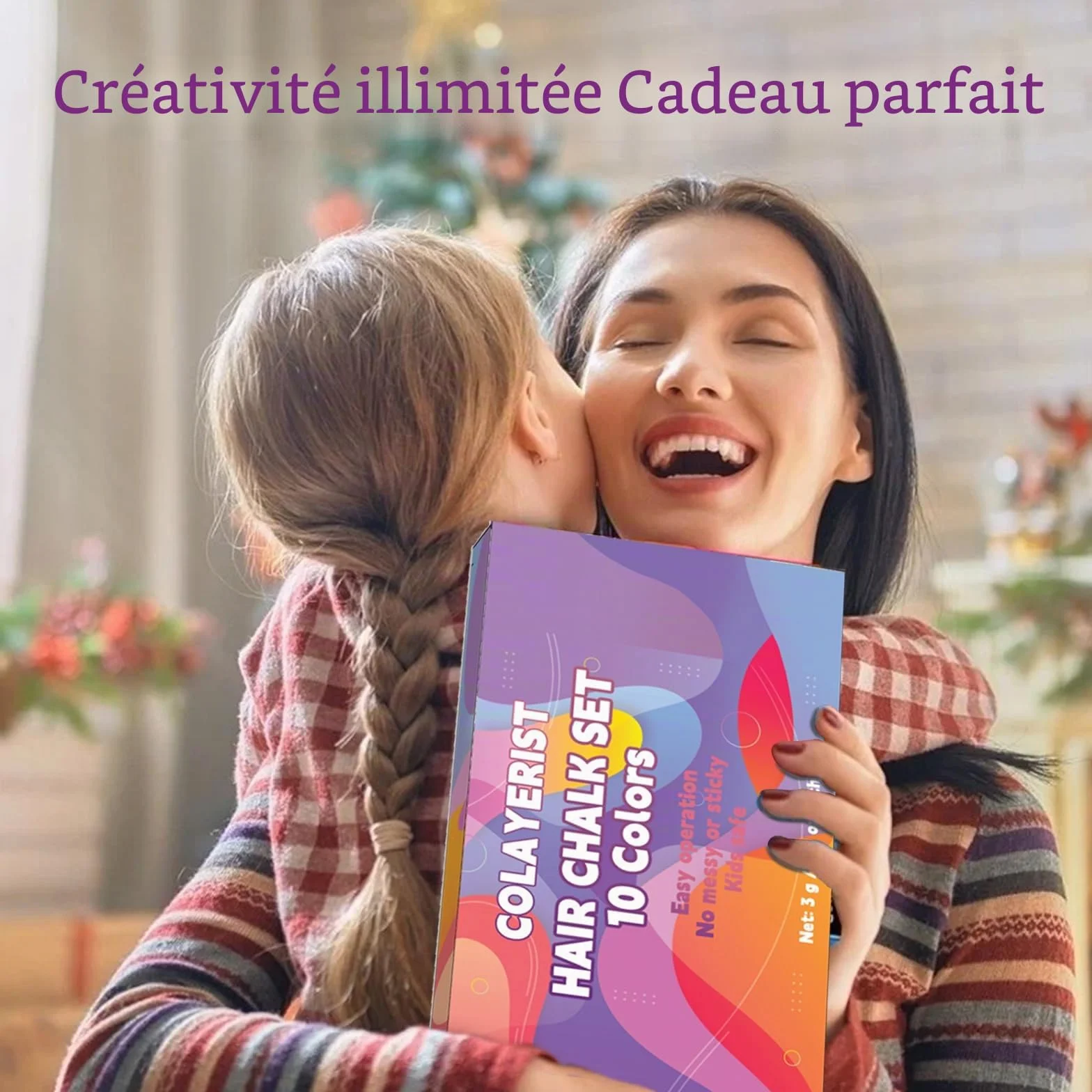 Craie Cheveux Colorées Lot de 10 pour Filles, Teinture Temporaire Cheveux, Cadeaux Enfants