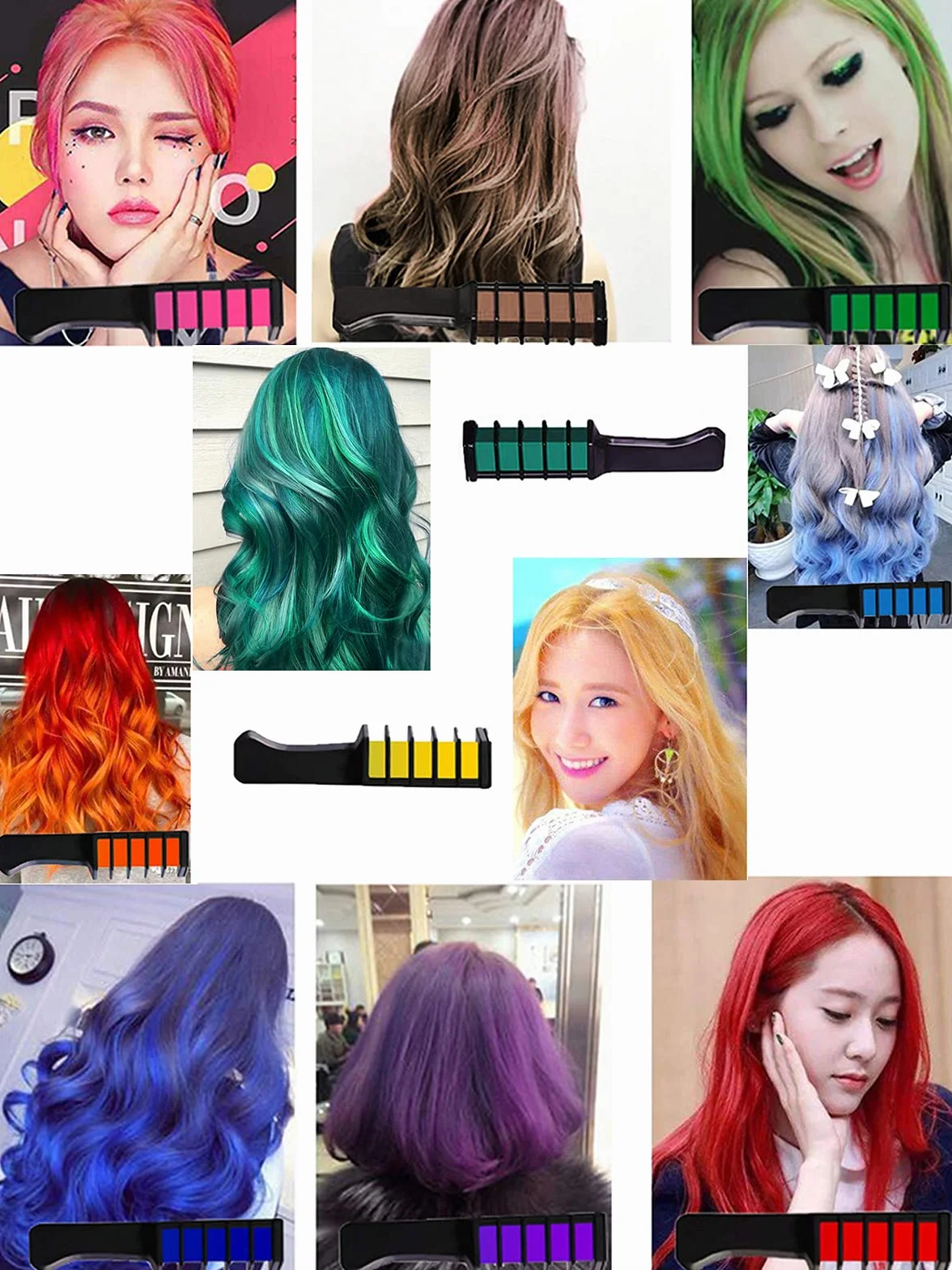EBANKU 10 Couleurs Cheveux Craie Peigne Coloration Temporaire Lavable pour Enfants