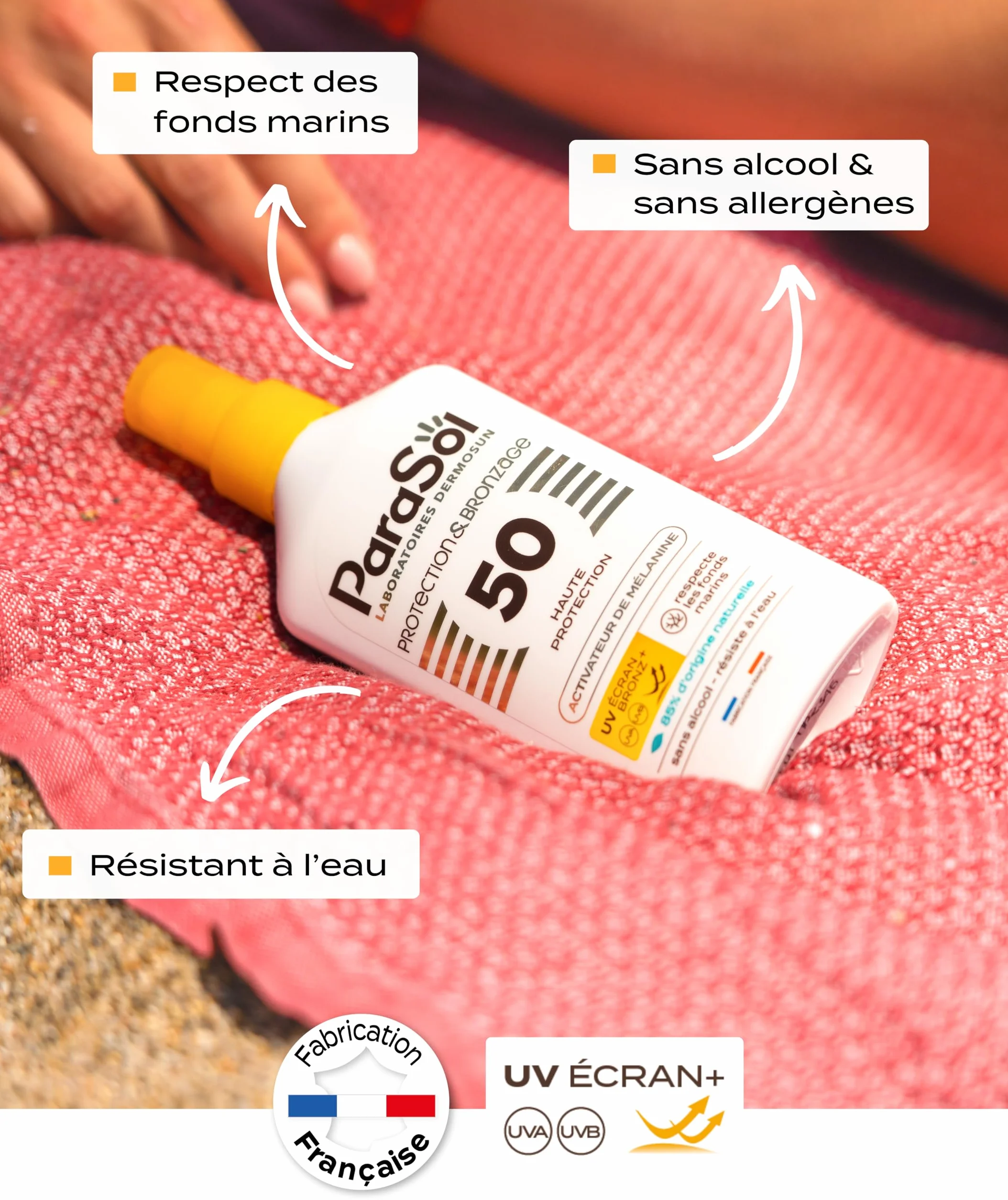 ParaSol Protection & Bronzage FPS 50 Soin solaire visage corps haute protection UVA/UVB Résistant eau Fabriqué France