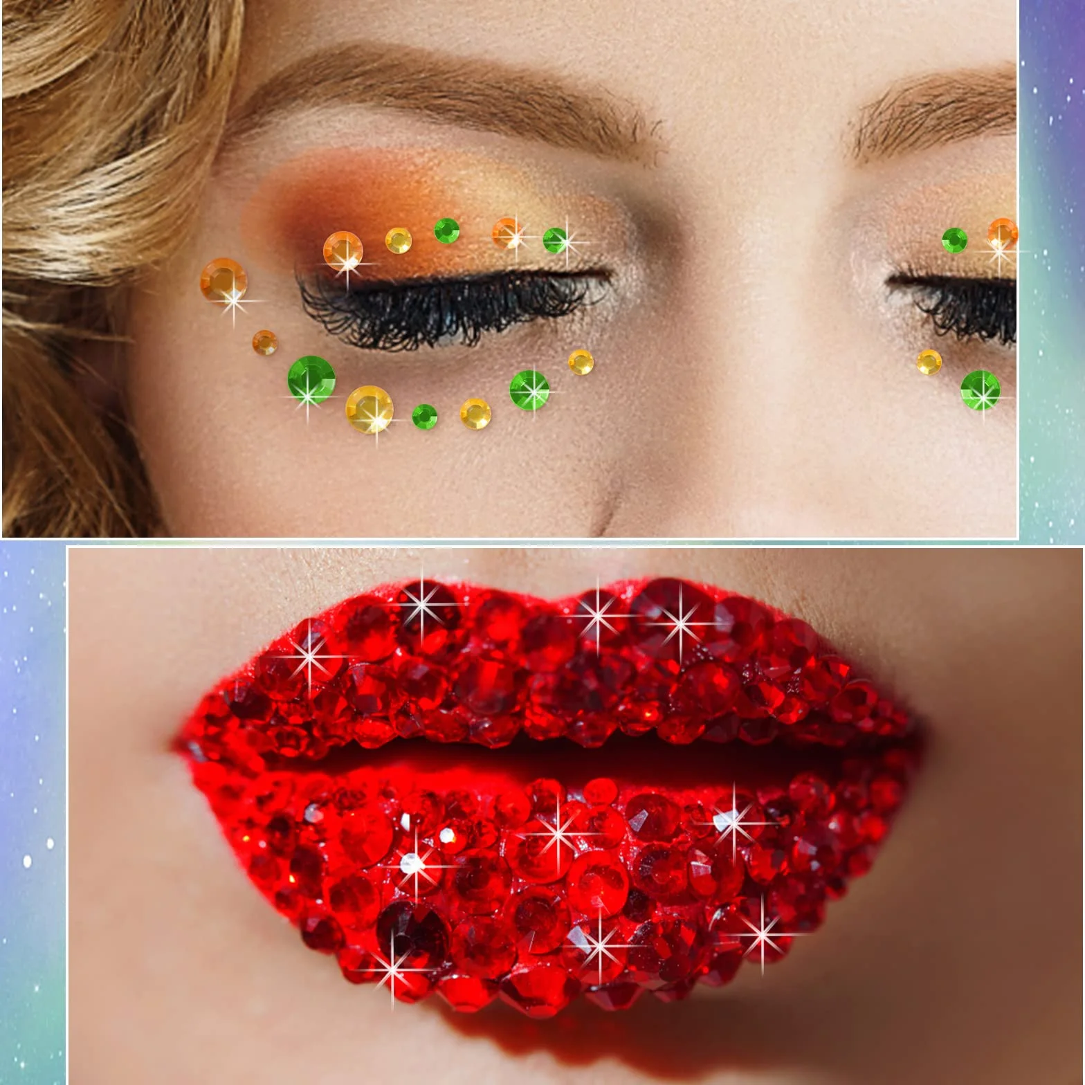 Diboniur 2310 Pièces Strass Auto-Adhésifs Brillants pour Maquillage, Nail Art et DIY