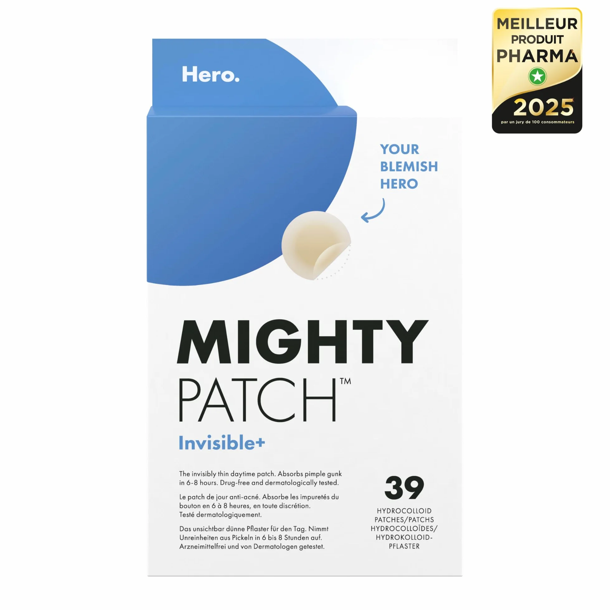 Hero Cosmetics Mighty Patch Invisible+ Patch Bouton Jour 39 Patchs Hydrocolloïde