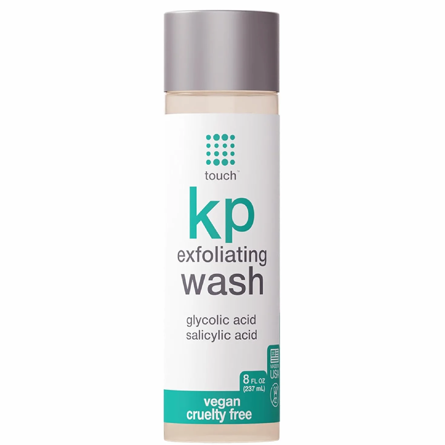 TOUCH Nettoyant Corporel Exfoliant pour Kératose Pilaris – Gel Douche KP avec 15% d’Acide Glycolique, Aloe Vera et Acide Hyaluronique – 226 Grammes