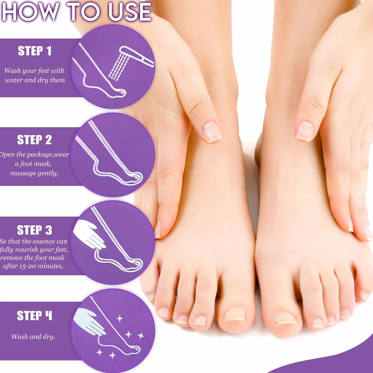 Masque hydratant pour les pieds, soin des pieds secs et fendillés, 6 paires aloe vera lavande