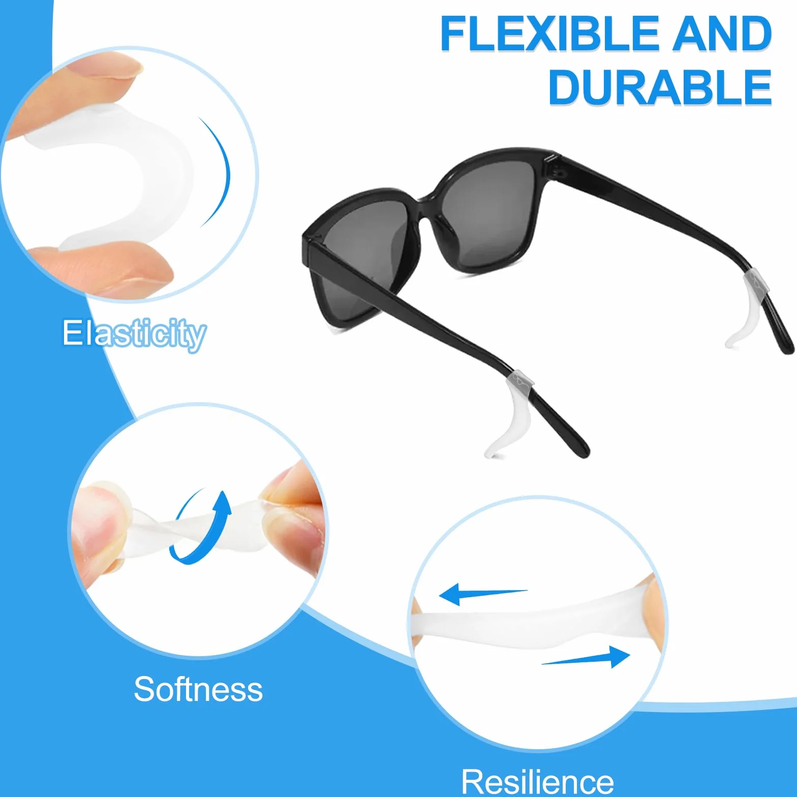 Crochets d'oreille en Silicone Anti Glisse pour Lunettes, Porte-Lunettes Anti-Dérapant Universels