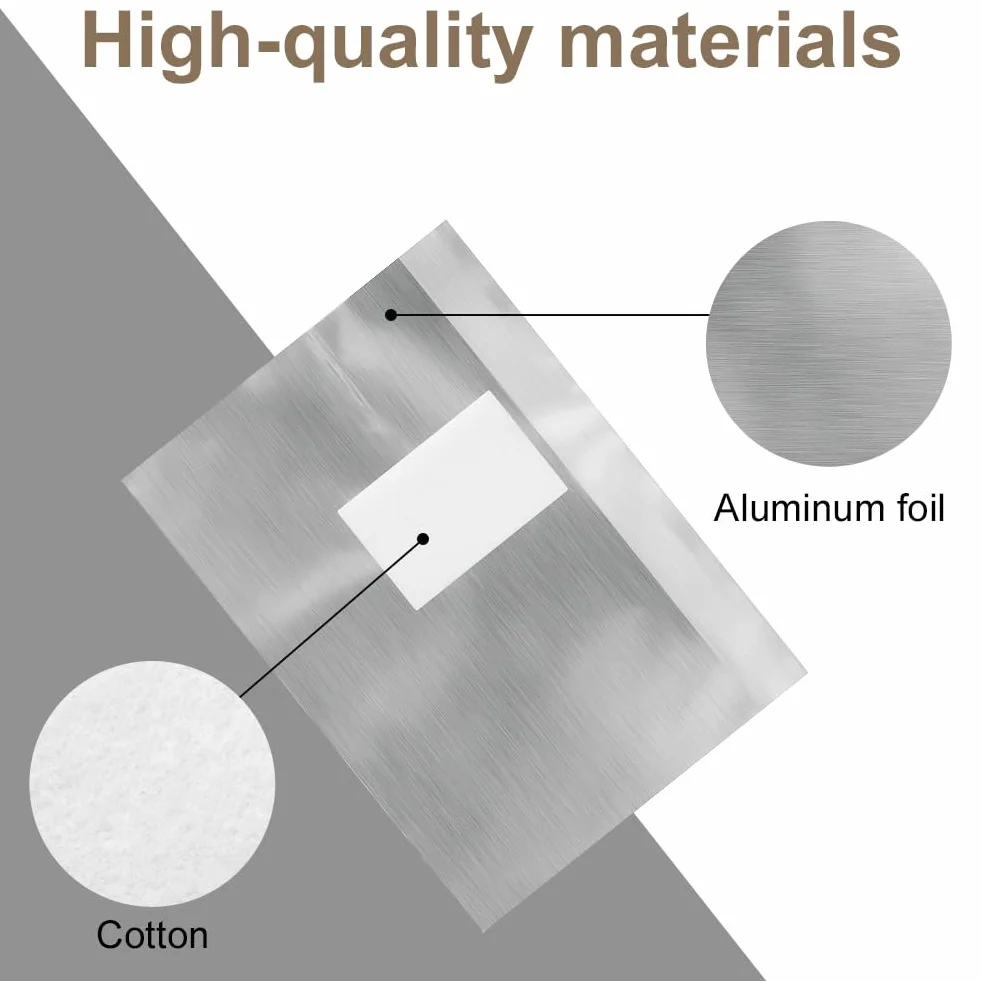 Papillotes en Aluminium 100 Pcs et Lingettes Non Pelucheux 50 Pcs pour Ongle Gel Semi Permanent, Argent