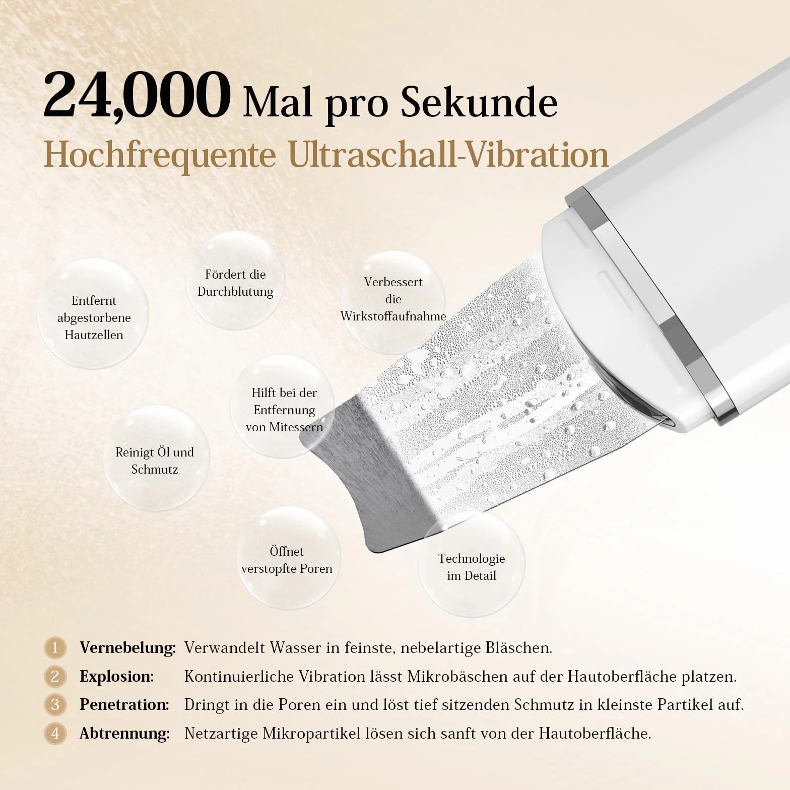 Nettoyeur de Peau Ultrasonique 4 en 1 ANLAN Épurateur de Peau pour le Visage - Nettoyage en Profondeur, Gommage Vibrant, Soins du Visage et Élimination des Points Noirs