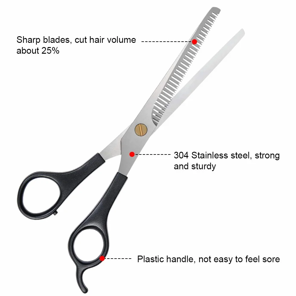 Ciseaux de Coiffure Professionnels en Acier Inoxydable, Ciseaux Amincissants Désépaissir avec Peigne (17.2cm)