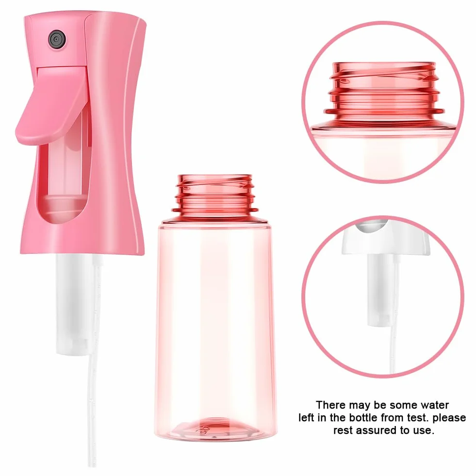Vaporisateur Cheveux 200ML Flacon Pulvérisateur à Brume Fine Atomiseur Pression Ultra Fine Pulvérisation Continue Plantes Salon Coiffure Soin Peau Nettoyage Rose Transparent