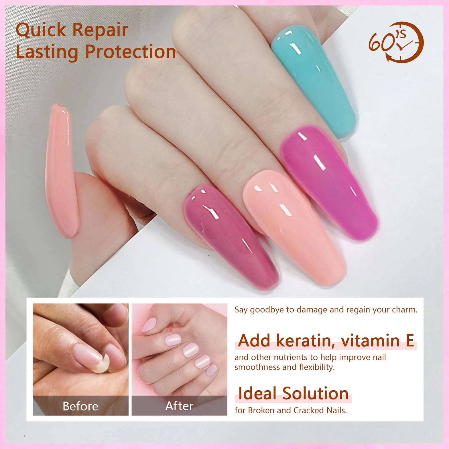 Kit de manucure en poudre de trempage pour ongles 6 couleurs - Poudre acrylique liquide avec base 2 en 1 activateur - Brosse à ongles - Plateau de recyclage
